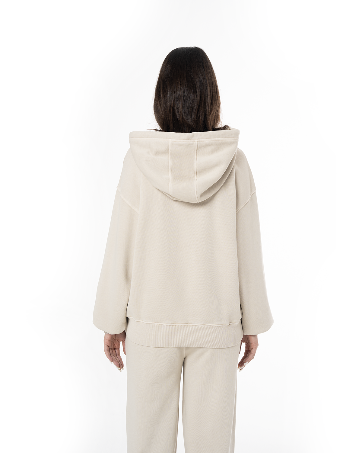 Kadin Oversize Fm Icon Nakişli Hoodie - Bej