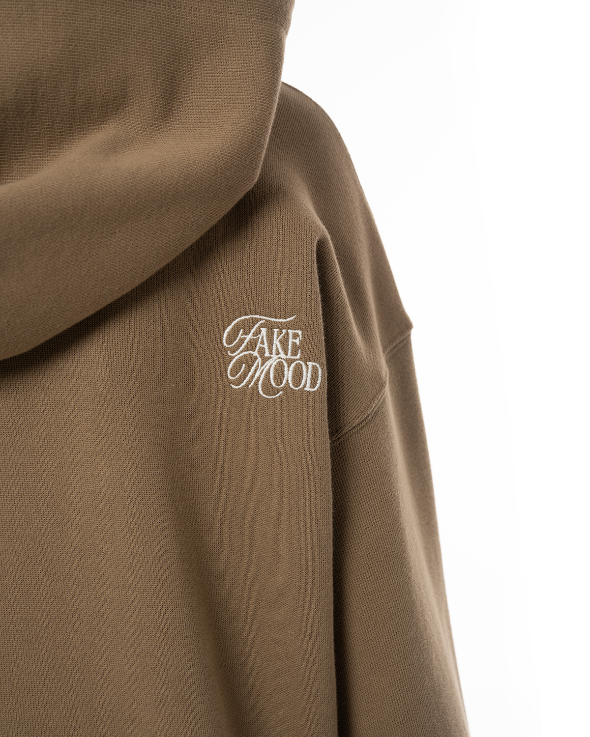 Erkek Oversize AsiMetriK KesiM Nakişli Zip Hoodie - Bej / Kahverengi