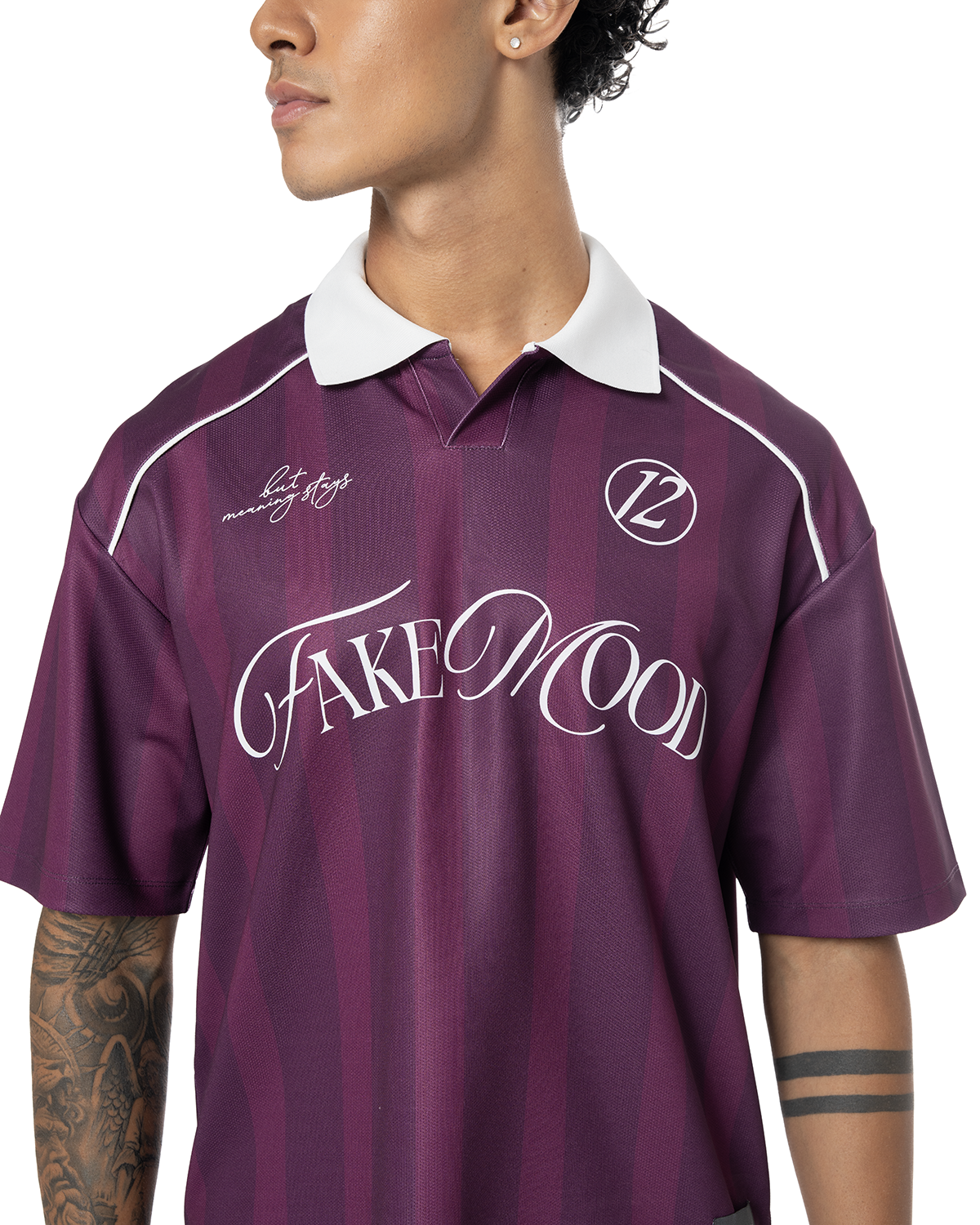 Erkek Oversize Polo Yaka Jersey Fakemood Forma - Mor