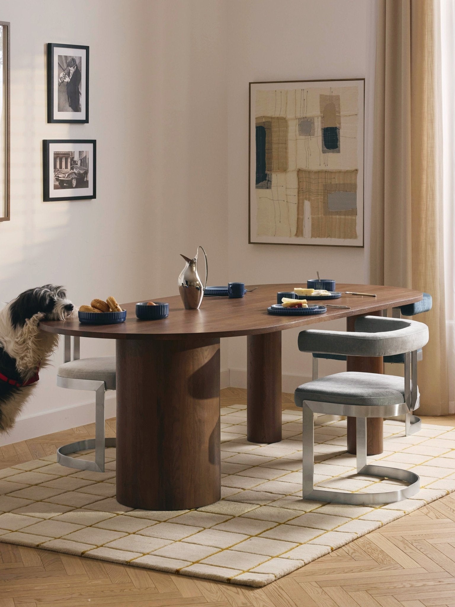 Dunia Oval Meşe Yemek Masası Lüks Tasarım 240X110 Cm