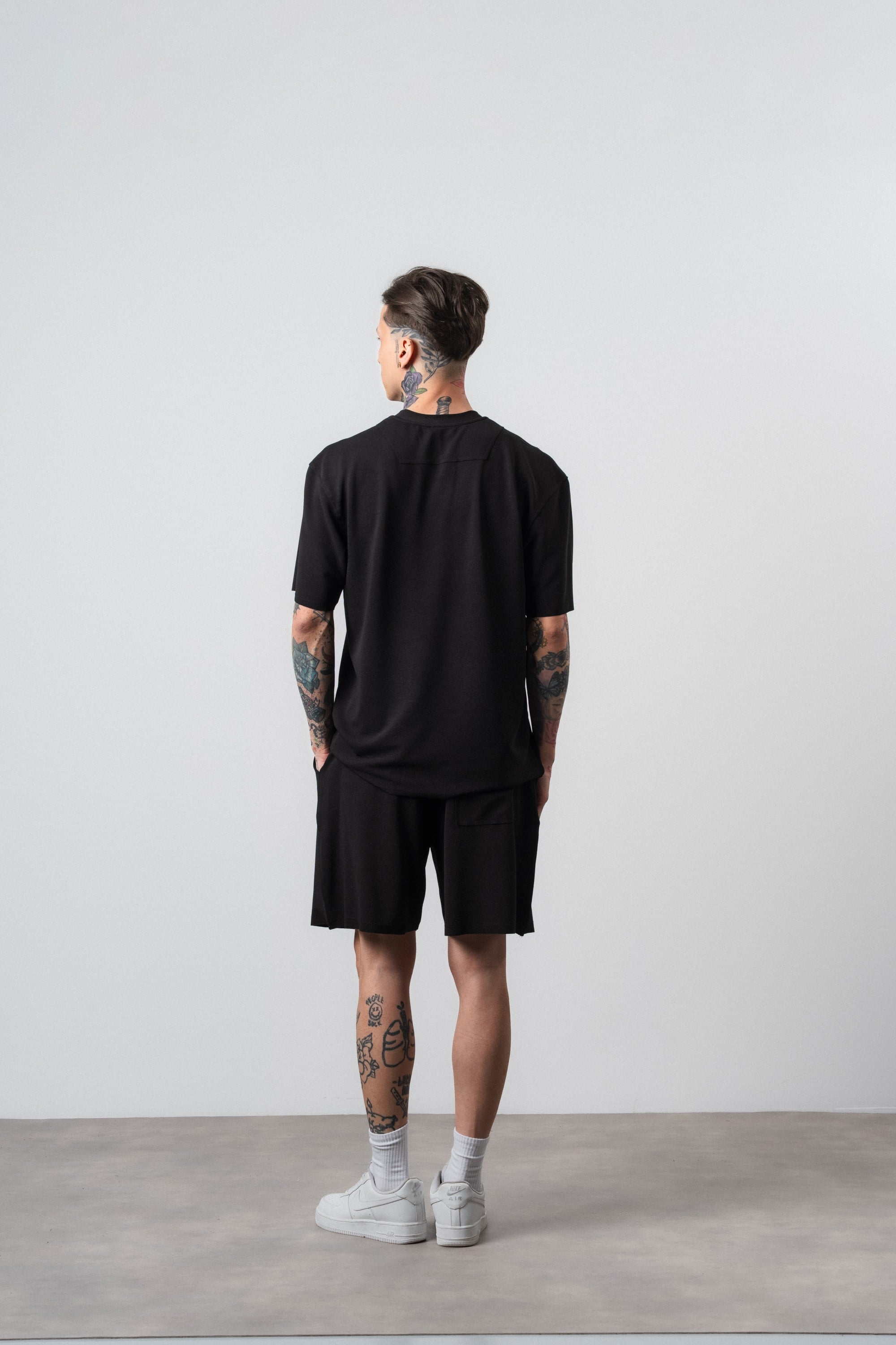 Erkek Far From Basic Baskılı Regular Fit T-Shirt Şort Takım Siyah