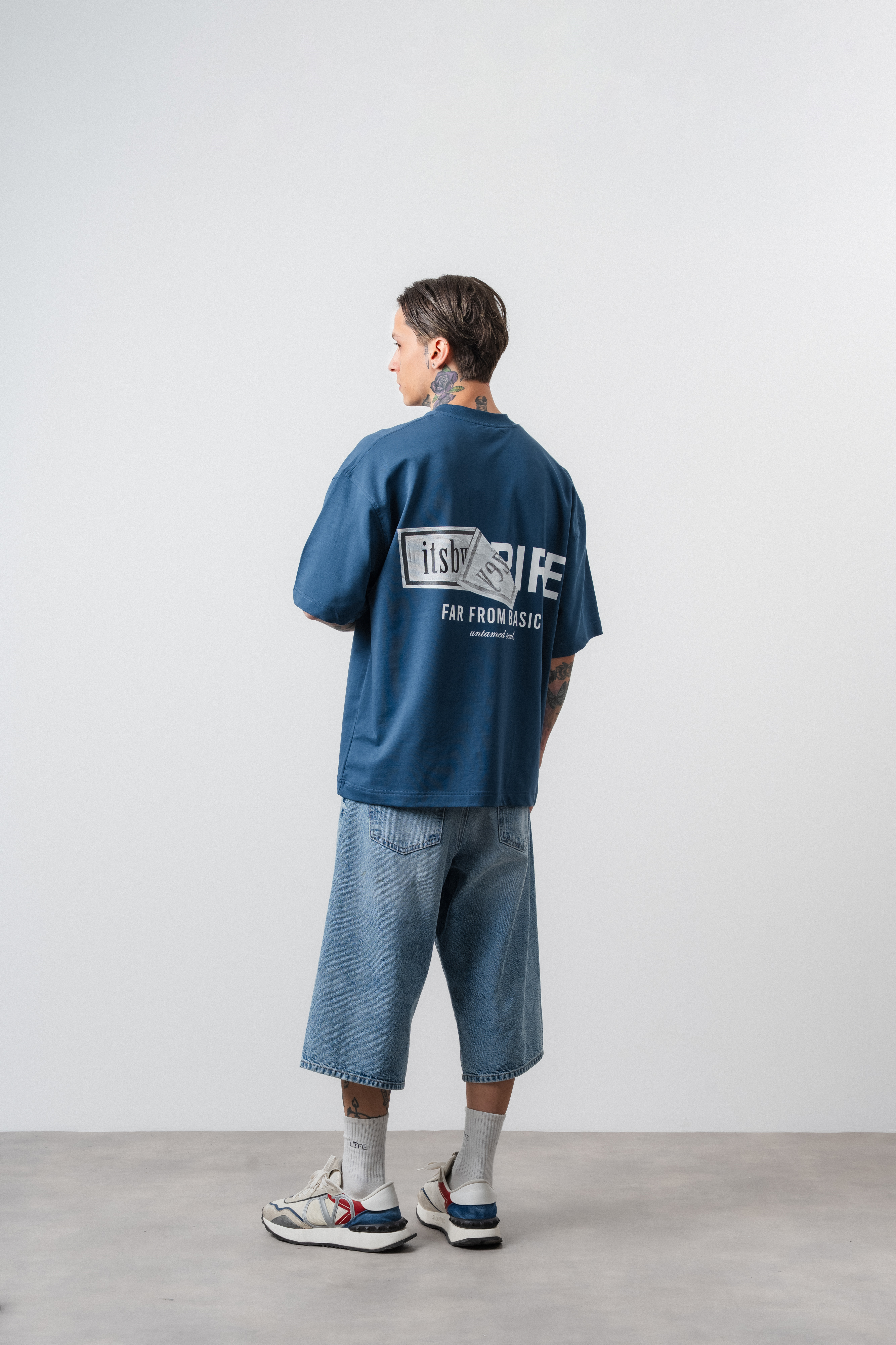 Erkek Respire X Itsbyzey Baskılı Oversize T-Shirt Lacivert