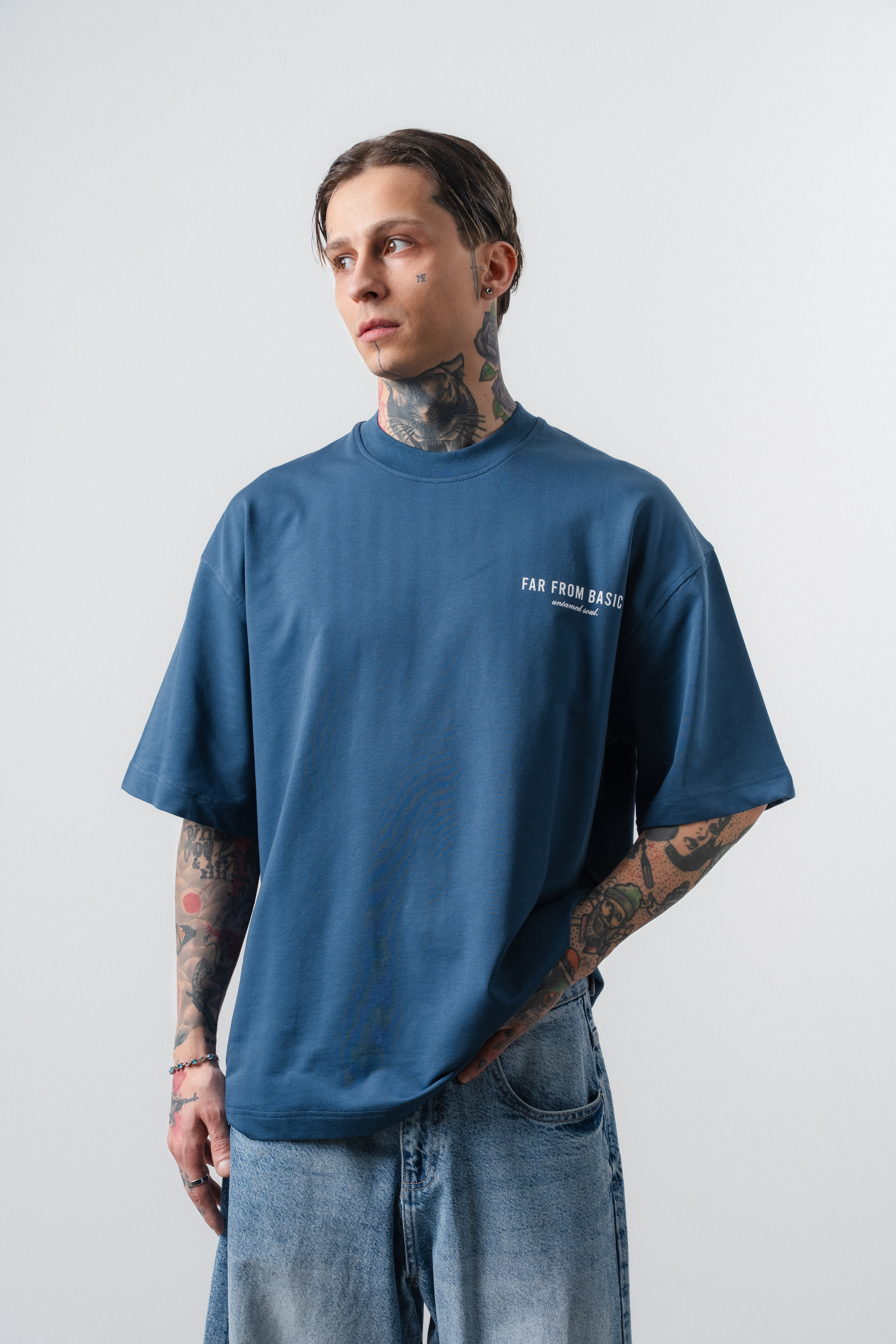 Erkek Respire X Itsbyzey Baskılı Oversize T-Shirt Lacivert