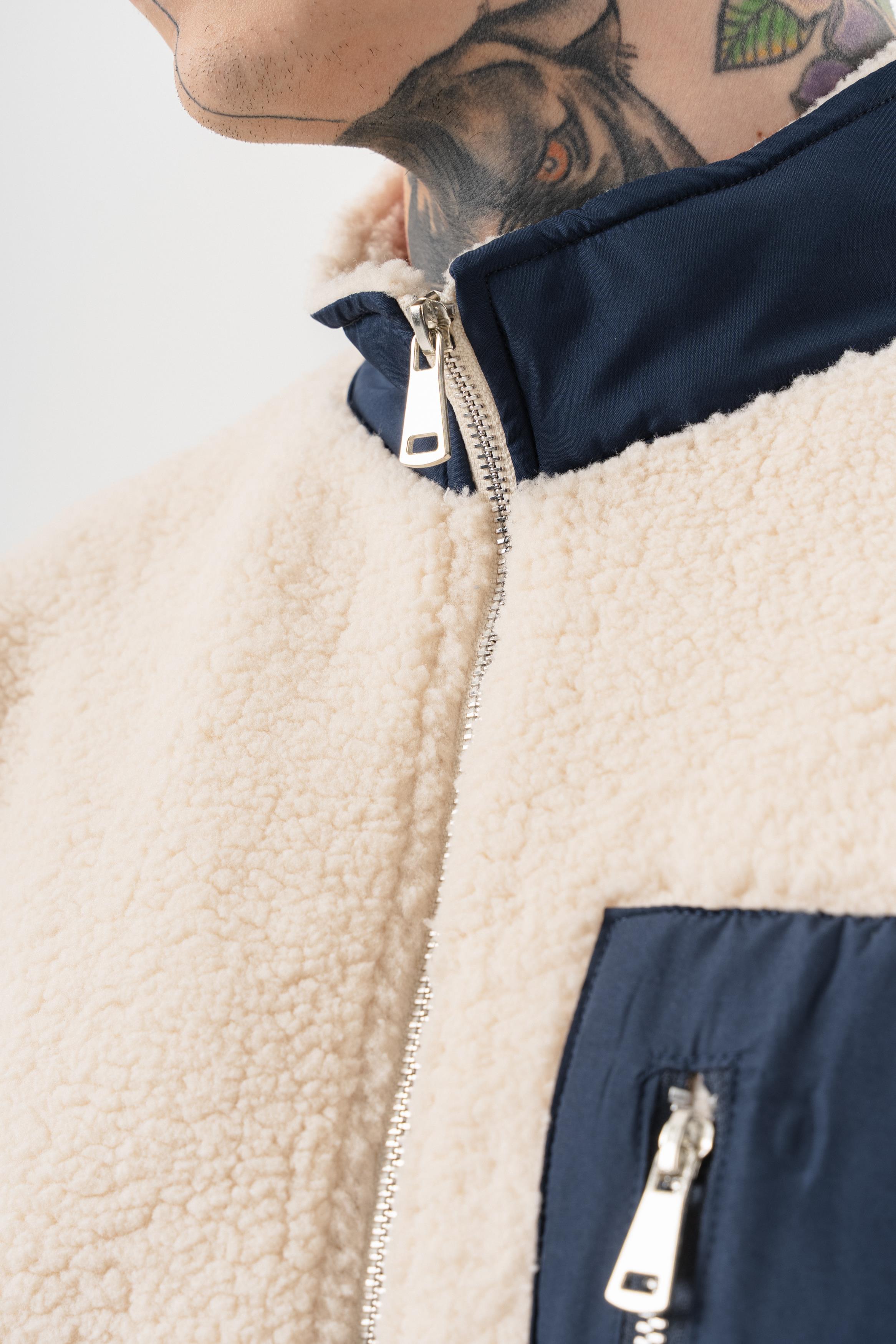 Erkek Zip Oversize Teddy Ceket Ekru