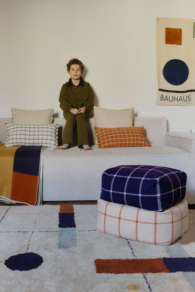 Lorena Canals Geo Block Naturel Yıkanabilir Kılıflı Puf