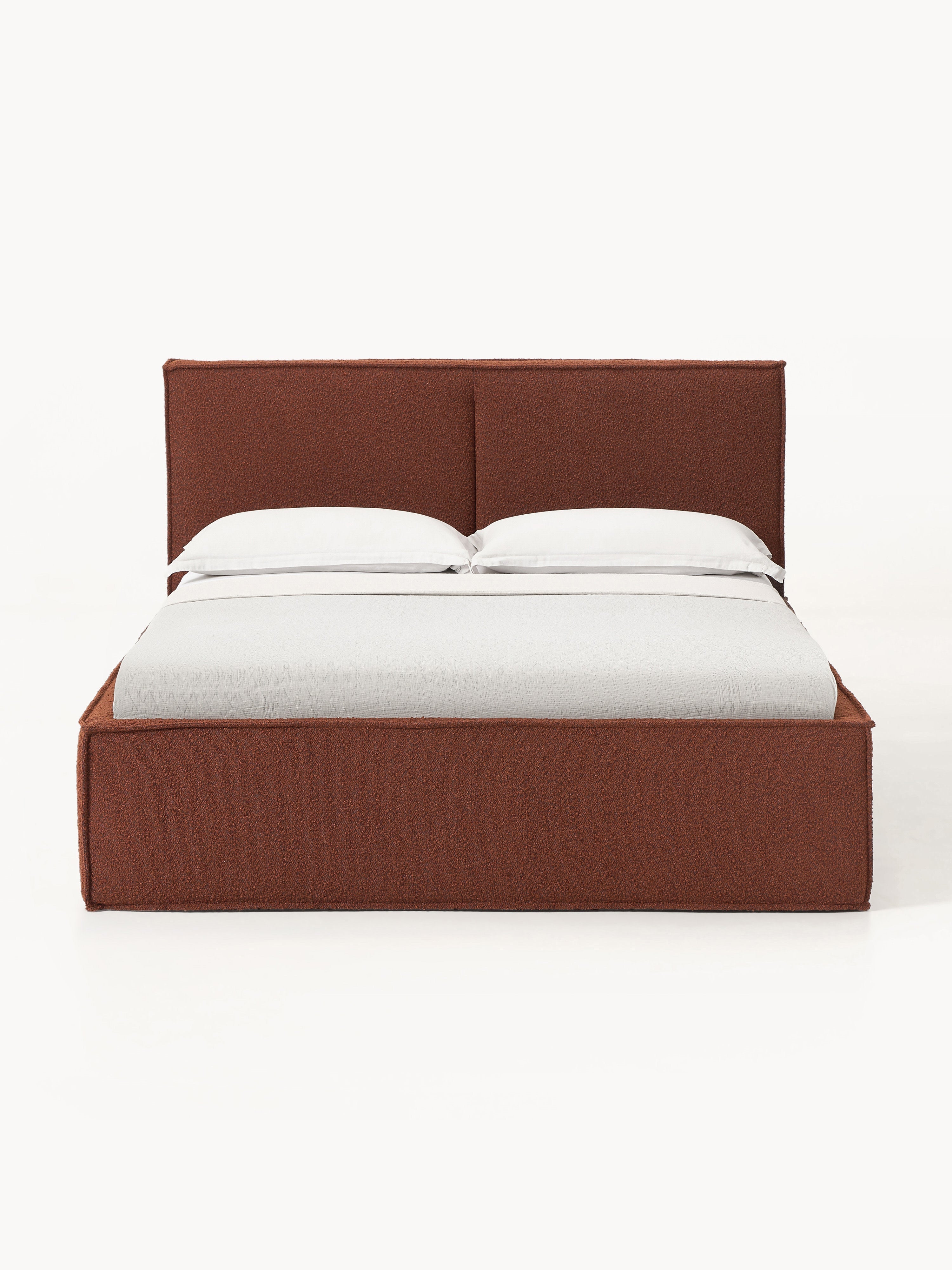 Boucle Kaplı Şifonyerli Yatak Terracotta