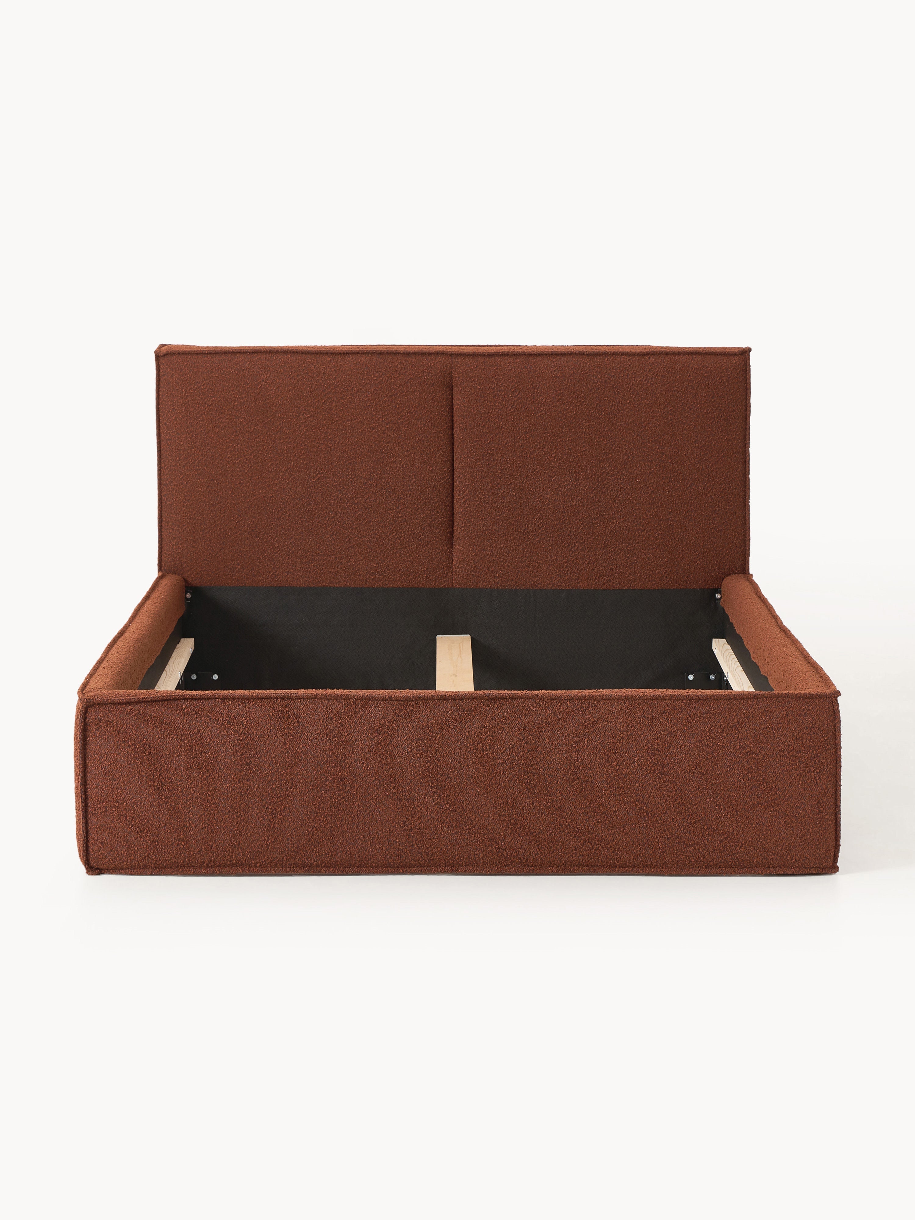 Boucle Kaplı Şifonyerli Yatak Terracotta