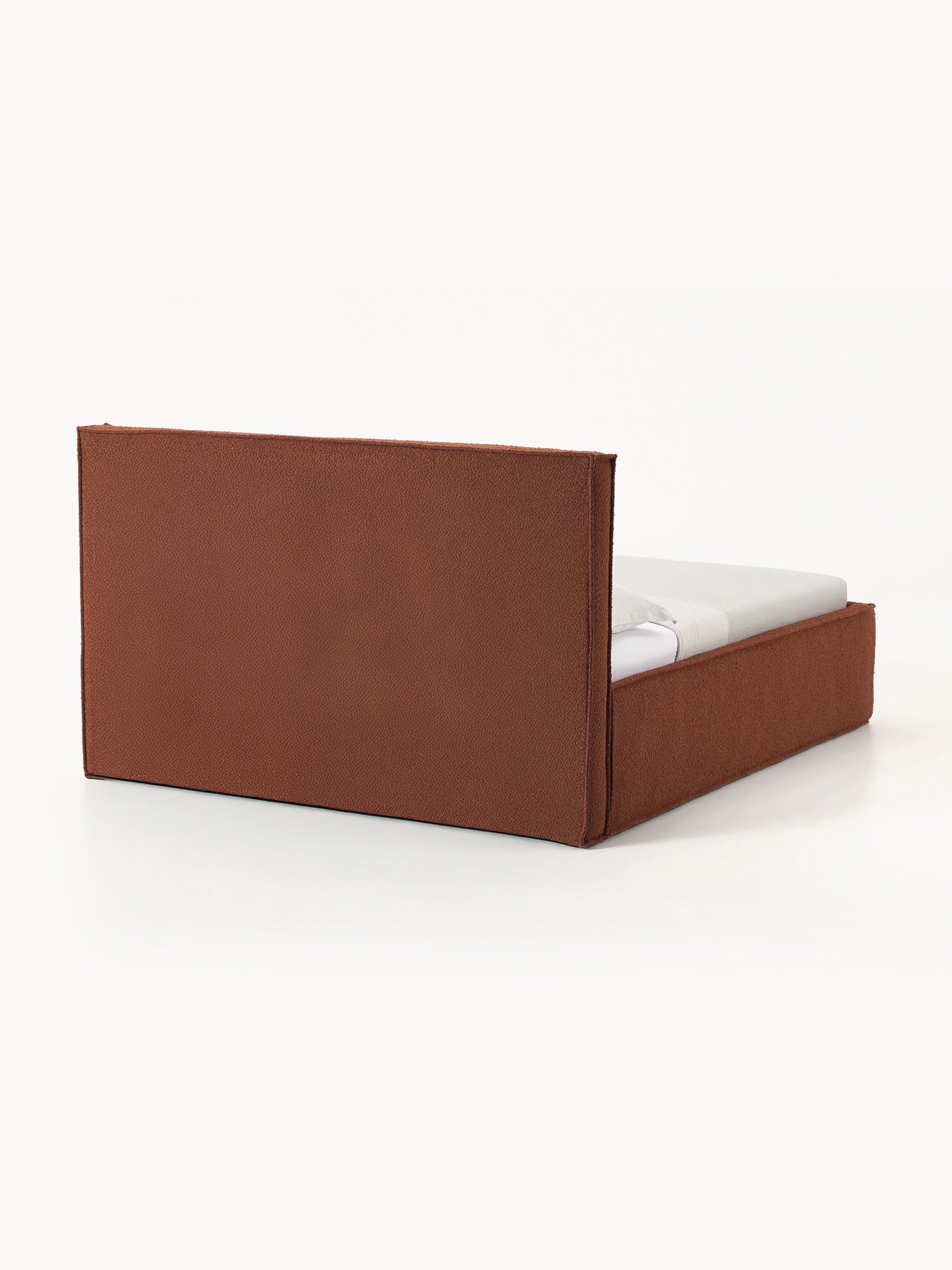 Boucle Kaplı Şifonyerli Yatak Terracotta