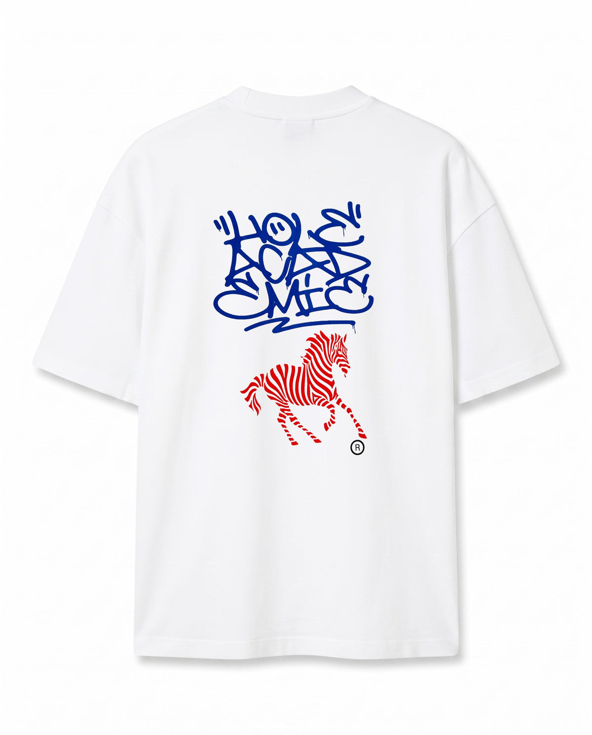 Zebra Graffiti Baskılı Ekru Oversize T-Shirt