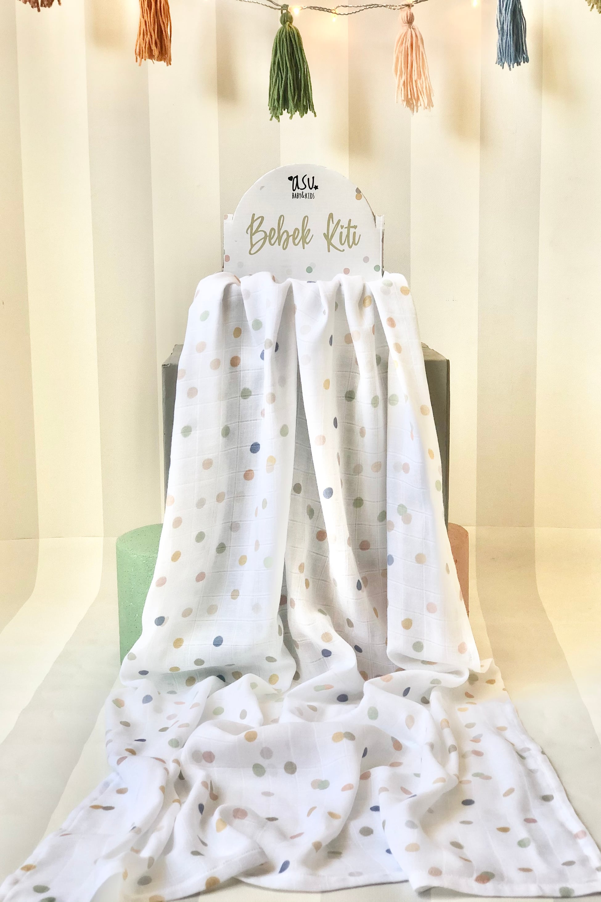 Asu Baby&Kids-Color Dot Organik Bambu Pamuk Müslin 80X120Cm-Müslin Bebek Örtüsü-1-Milagron.com