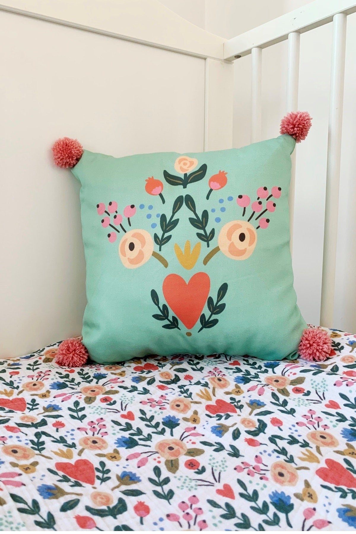 Asu Baby&Kids-Floral Organik Pamuk Kırlent- Dolgulu 2'Li-Kırlent-2-Milagron.com