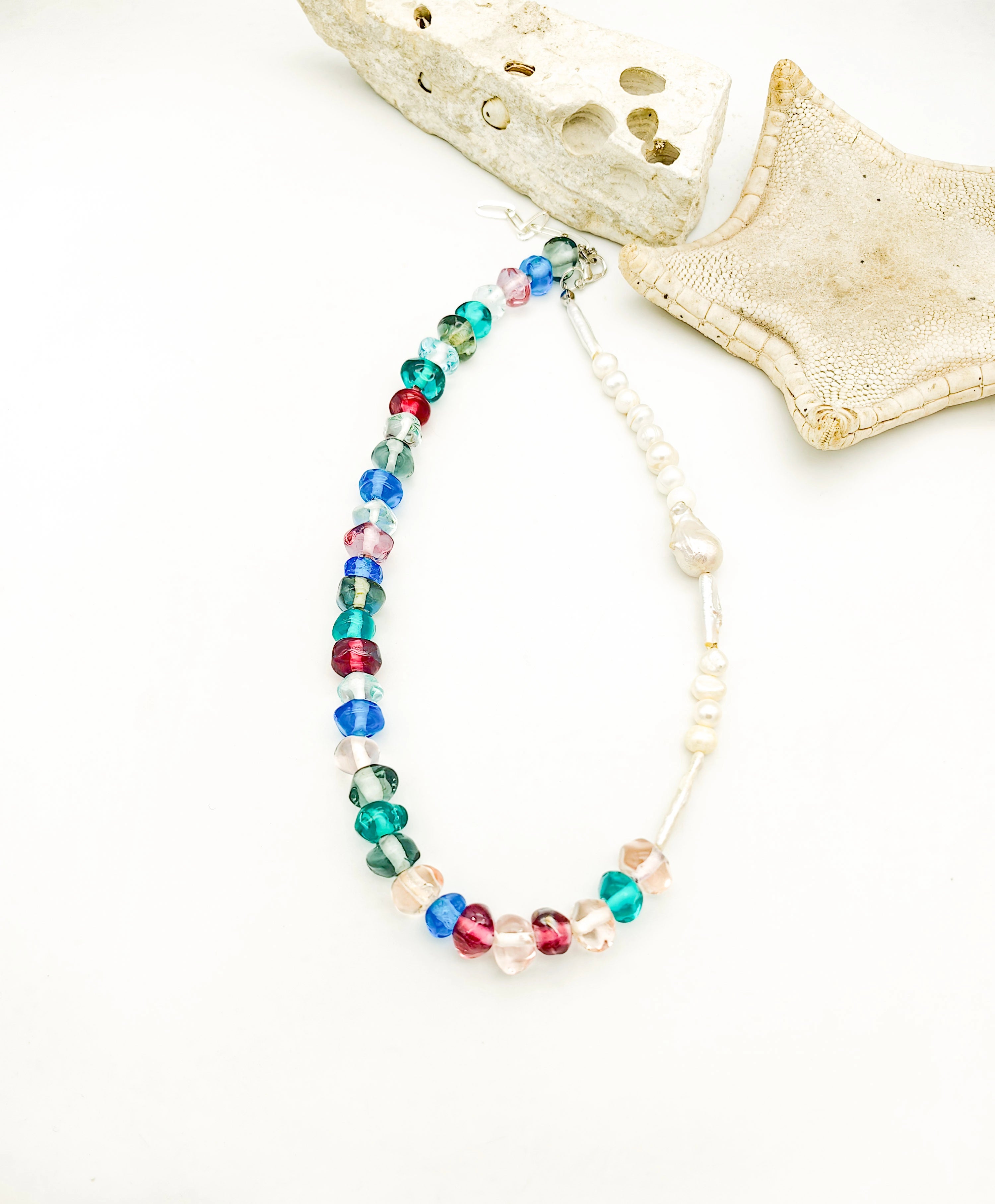 Murano Cam Ve İNci Kolye Choker