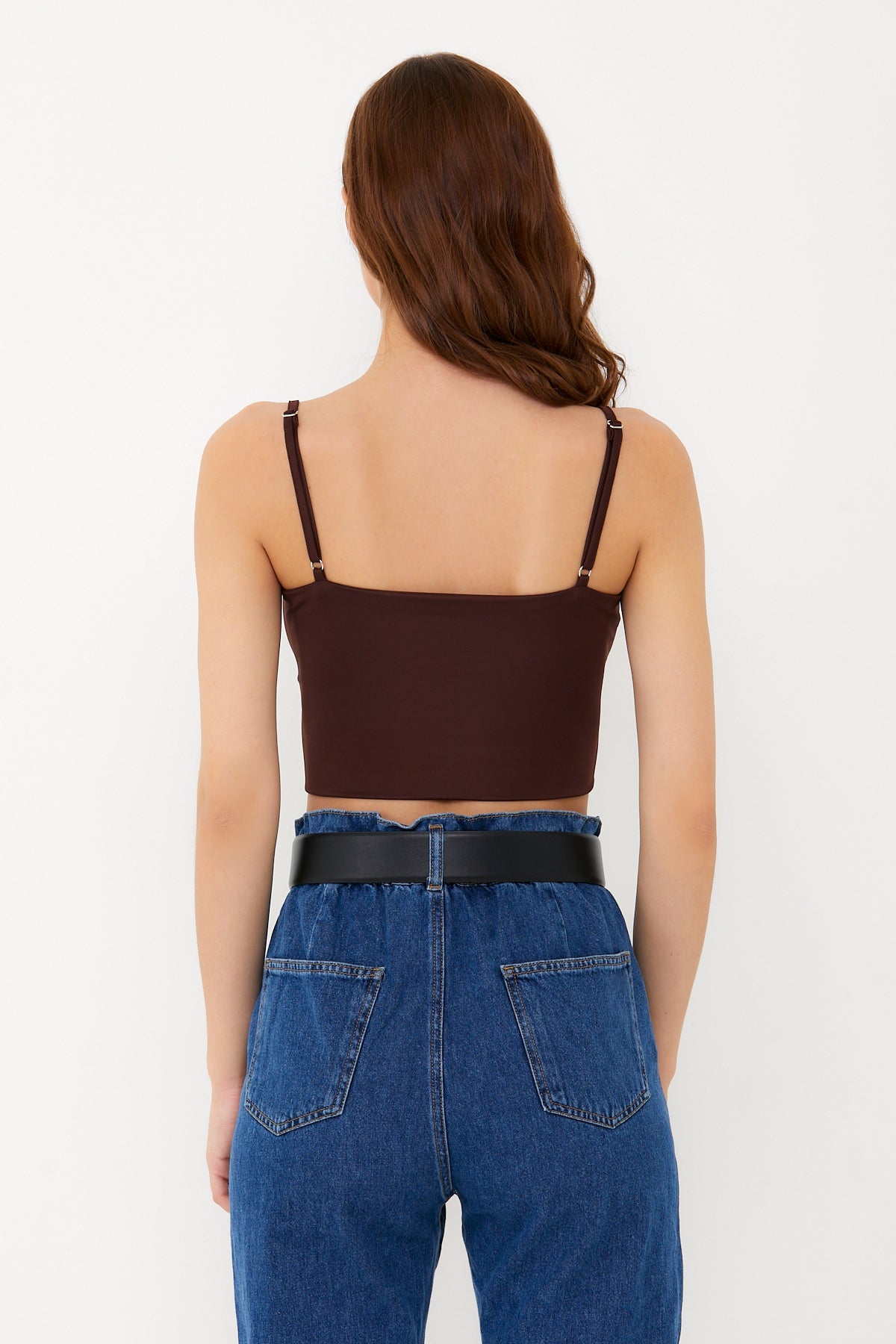 Dione Çapraz Askılı Crop Top | Kahverengi