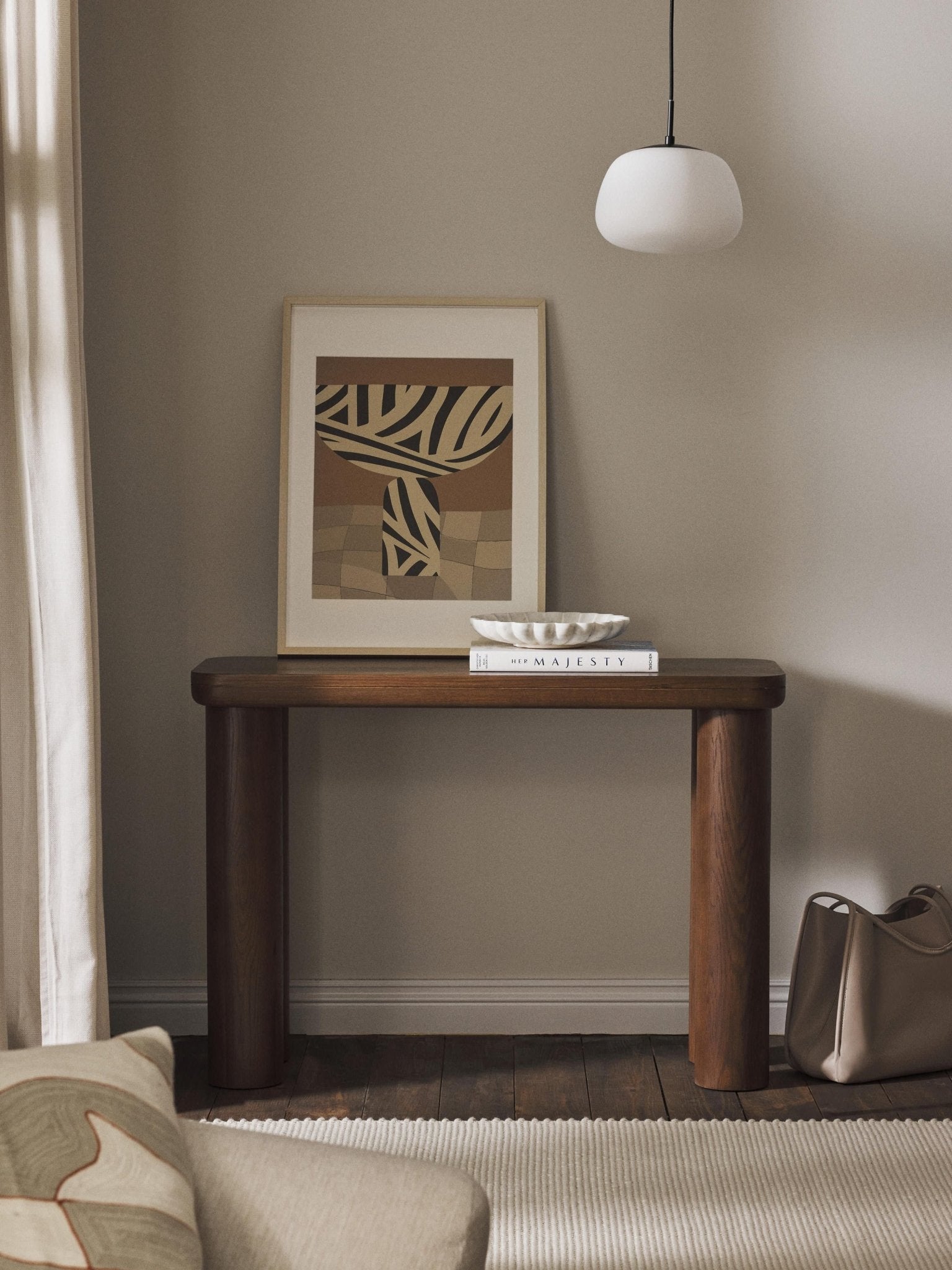 Kalia Masif Meşe Konsol Masası 110 Cm Modern Brutalist Tasarım