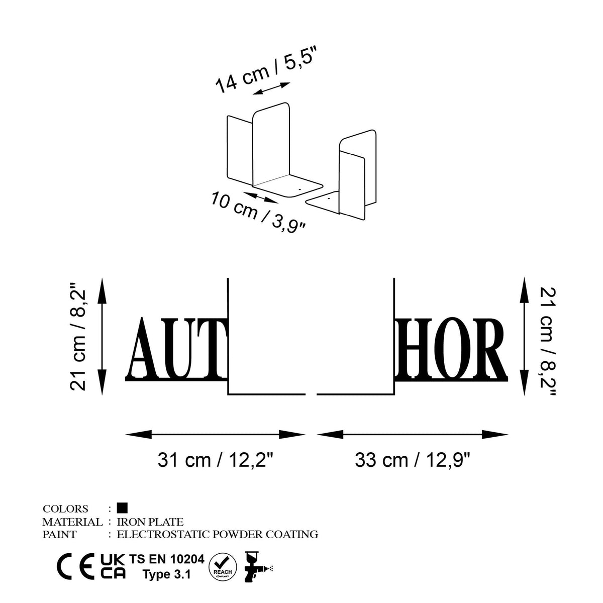 Kt-042 Dekoratif Metal Kitap Tutucu
