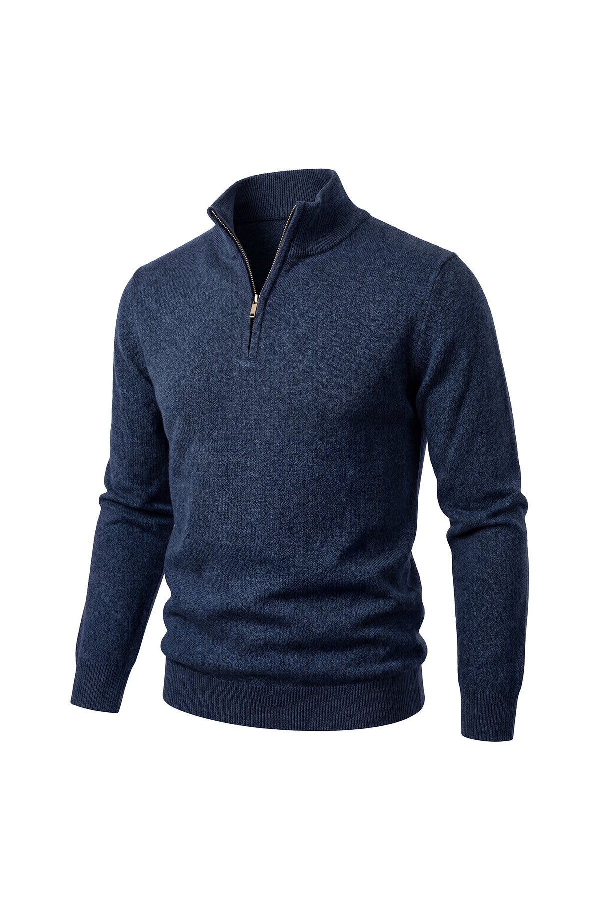 Erkek Relaxed Fit Zipper Mock Turtleneck