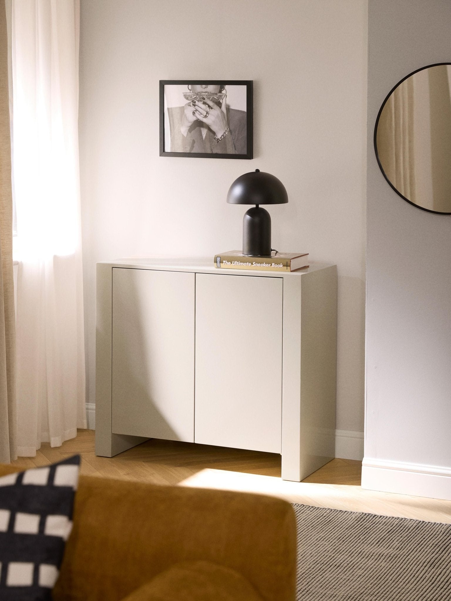 Liv Modern Minimalist Dressoir, Parlak Bej 90 Cm