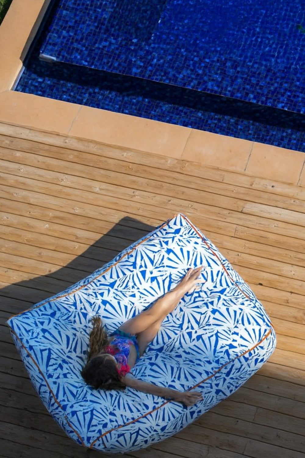 Livingstore Belize Il Lounger | Shell Blue Renk Zarif Dinlenme Pufu + Havuz Yatağı - 0