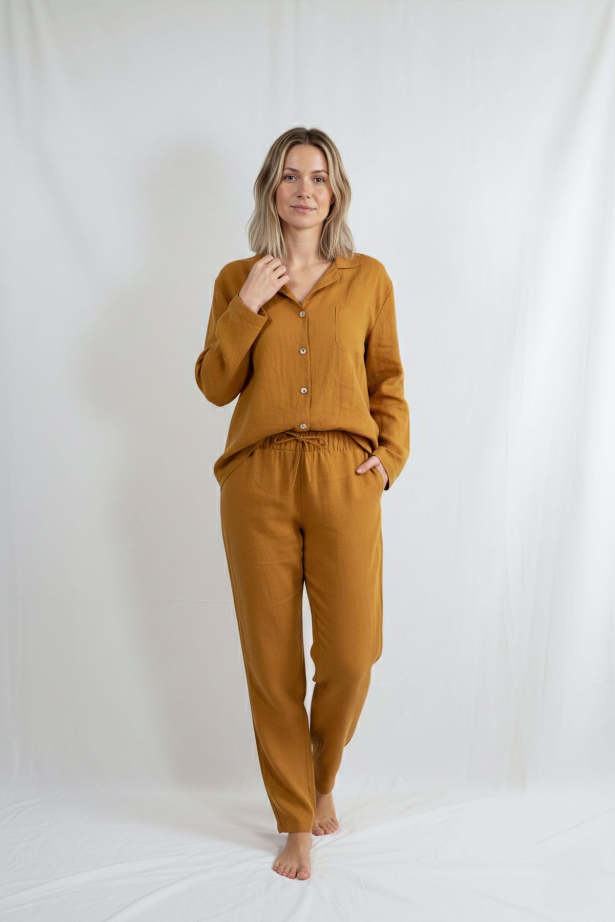 Lona Kadın Keten Pijama Takımı | Lonse Linen | 5 Renk | S-M-L