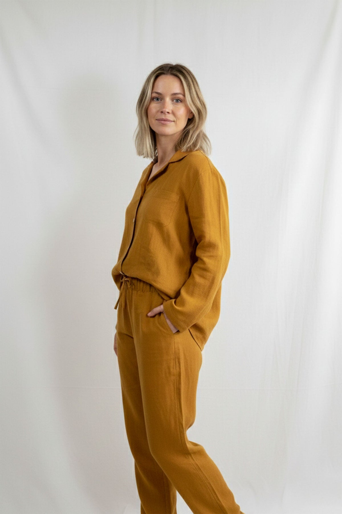 Lona Kadın Keten Pijama Takımı | Lonse Linen | 5 Renk | S-M-L