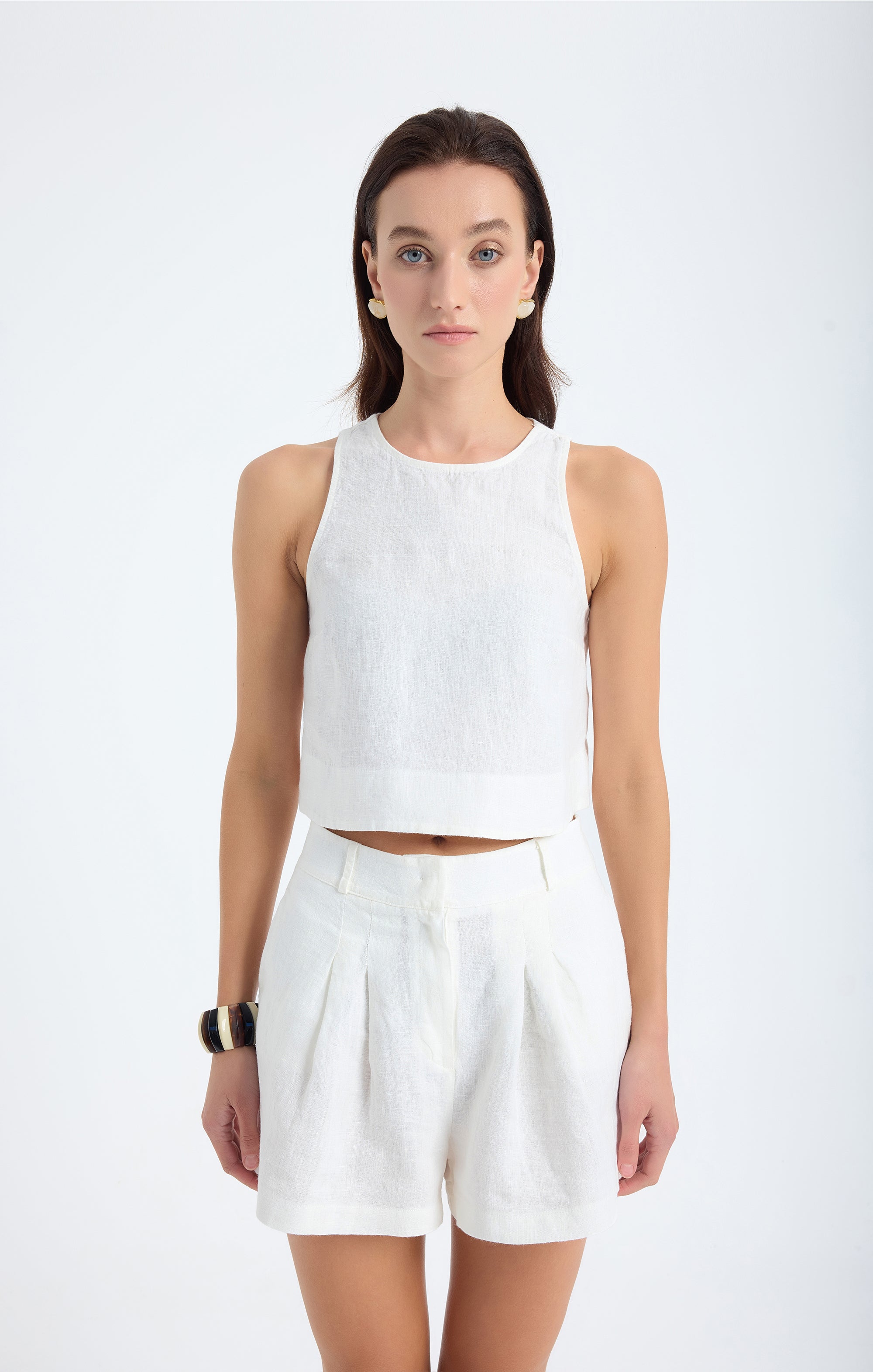 Lena Keten Crop Top - Beyaz