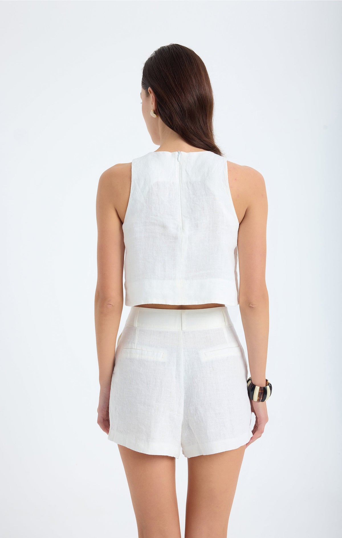 Lena Keten Crop Top - Beyaz