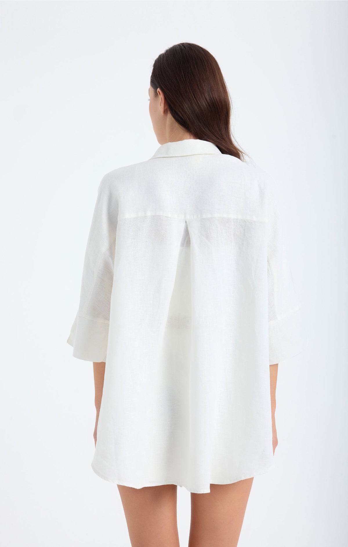 Iyan Oversize Keten Gömlek - Beyaz