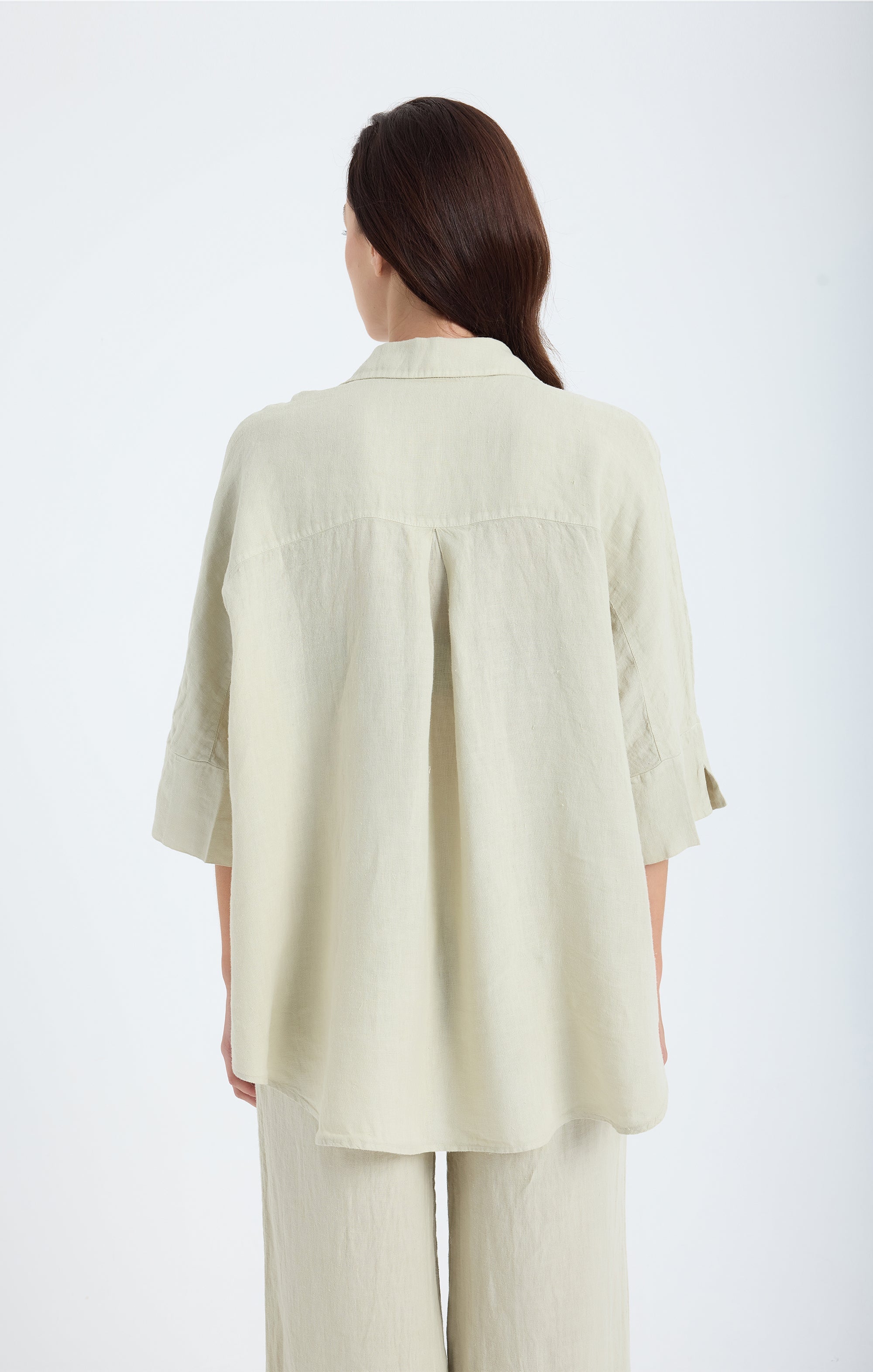 Iyan Oversize Keten Gömlek - Taş Rengi