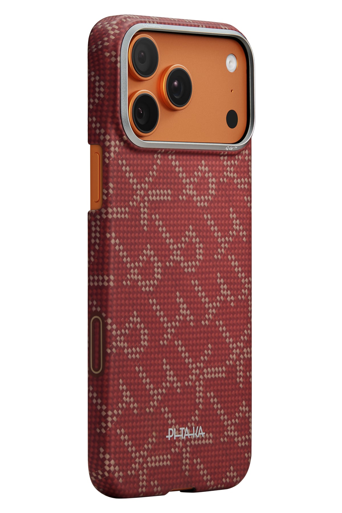 Monogram Iphone 17 Pro Magsafe Uyumlu Aramid Fiber Kılıf Kırmızı