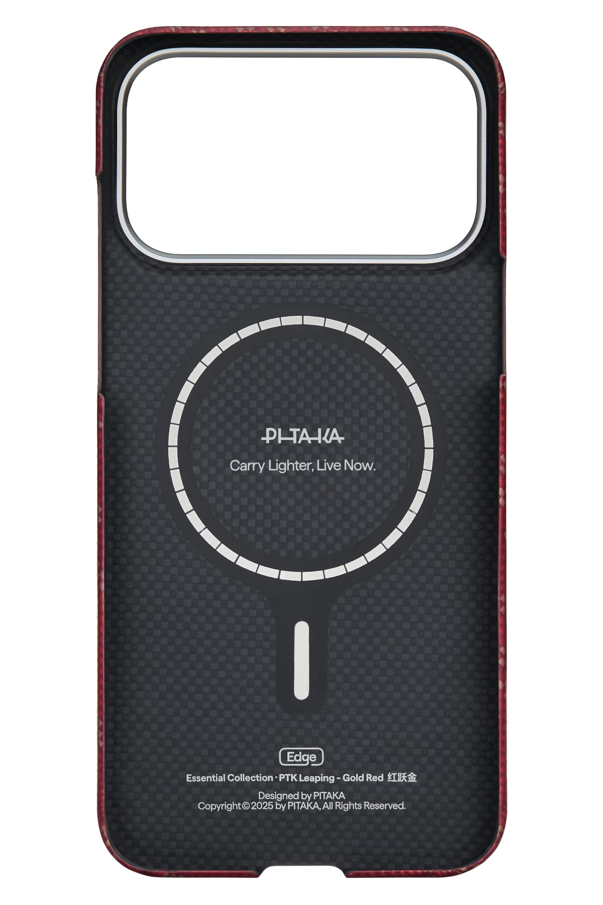 Monogram Iphone 17 Pro Max Magsafe Uyumlu Aramid Fiber Kılıf Kırmızı