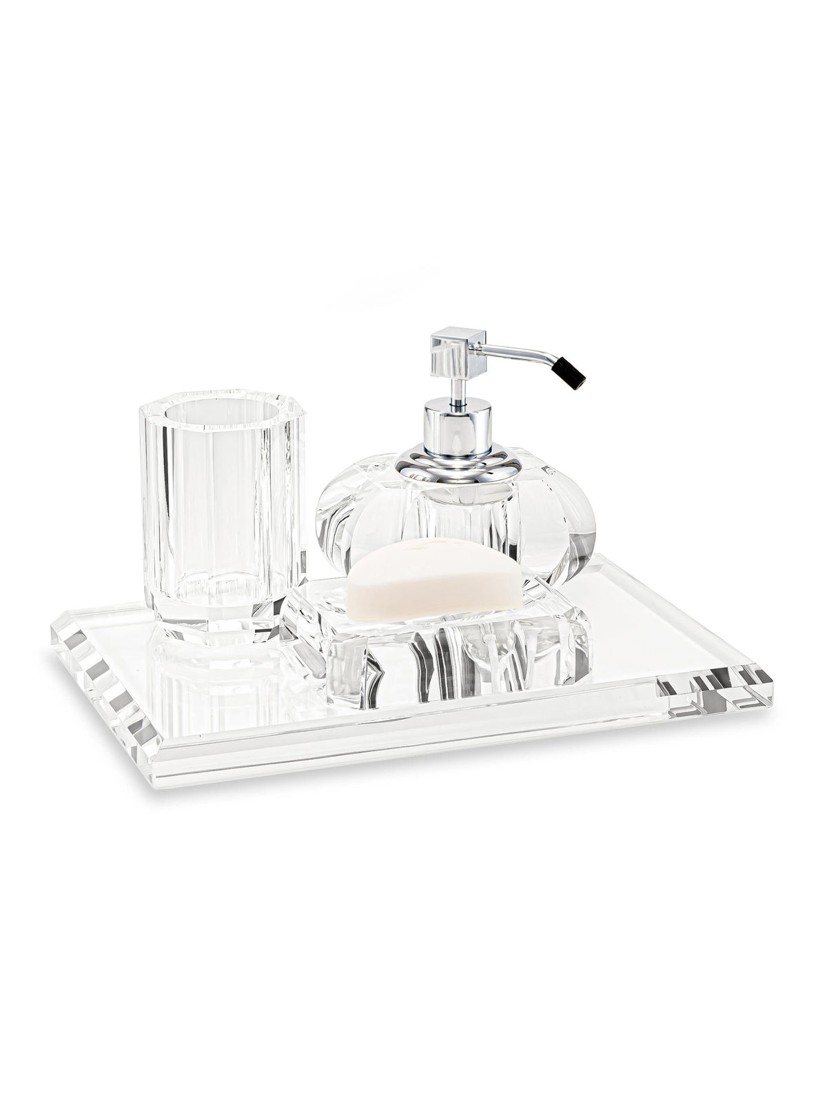 Memonza-Myra Kristal Banyo Core Set, 4 Parça, Gümüş-Banyo Düzenleyicileri-1-Milagron.com