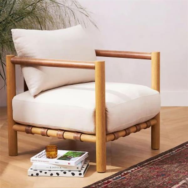Napolyon Amber Ahşap Deri Berjer