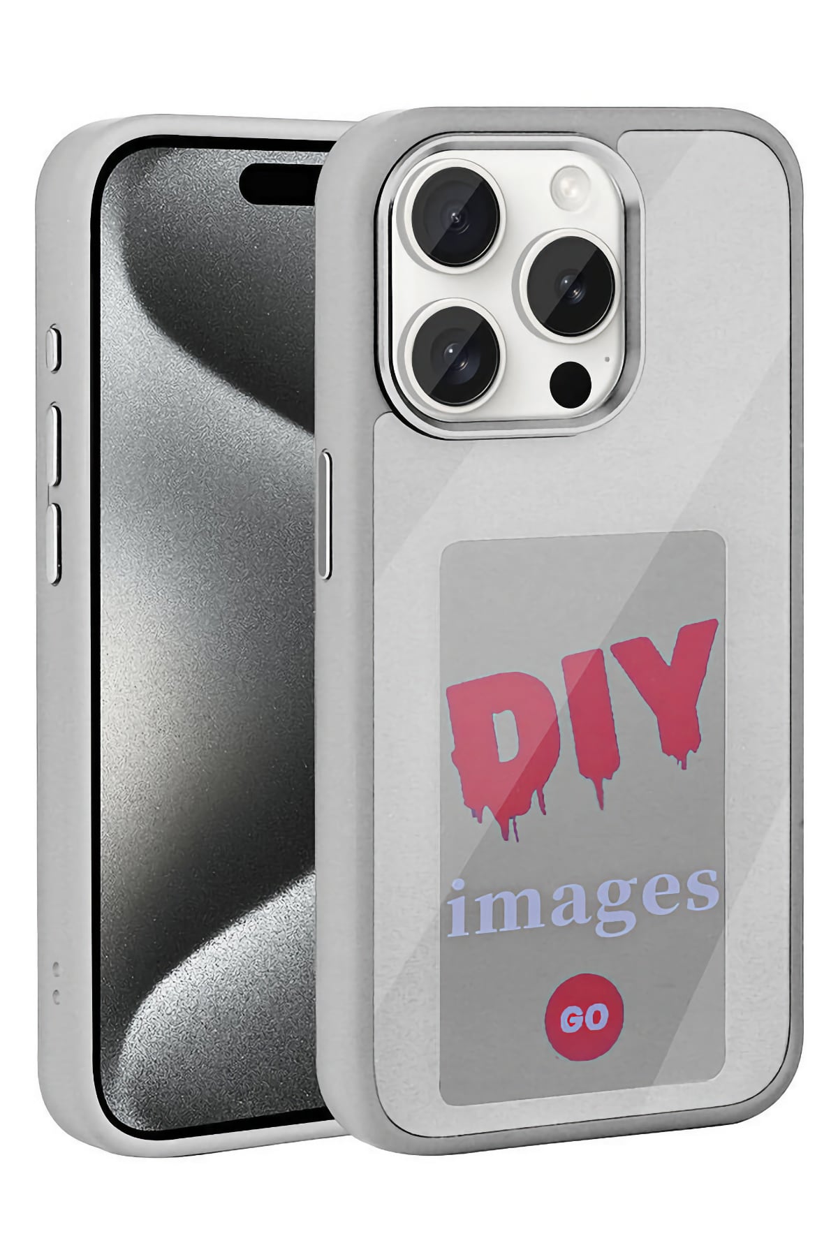 Apple Iphone 15 Pro Max Uyumlu Nfc Resim Yansıtmalı Kılıf Gri
