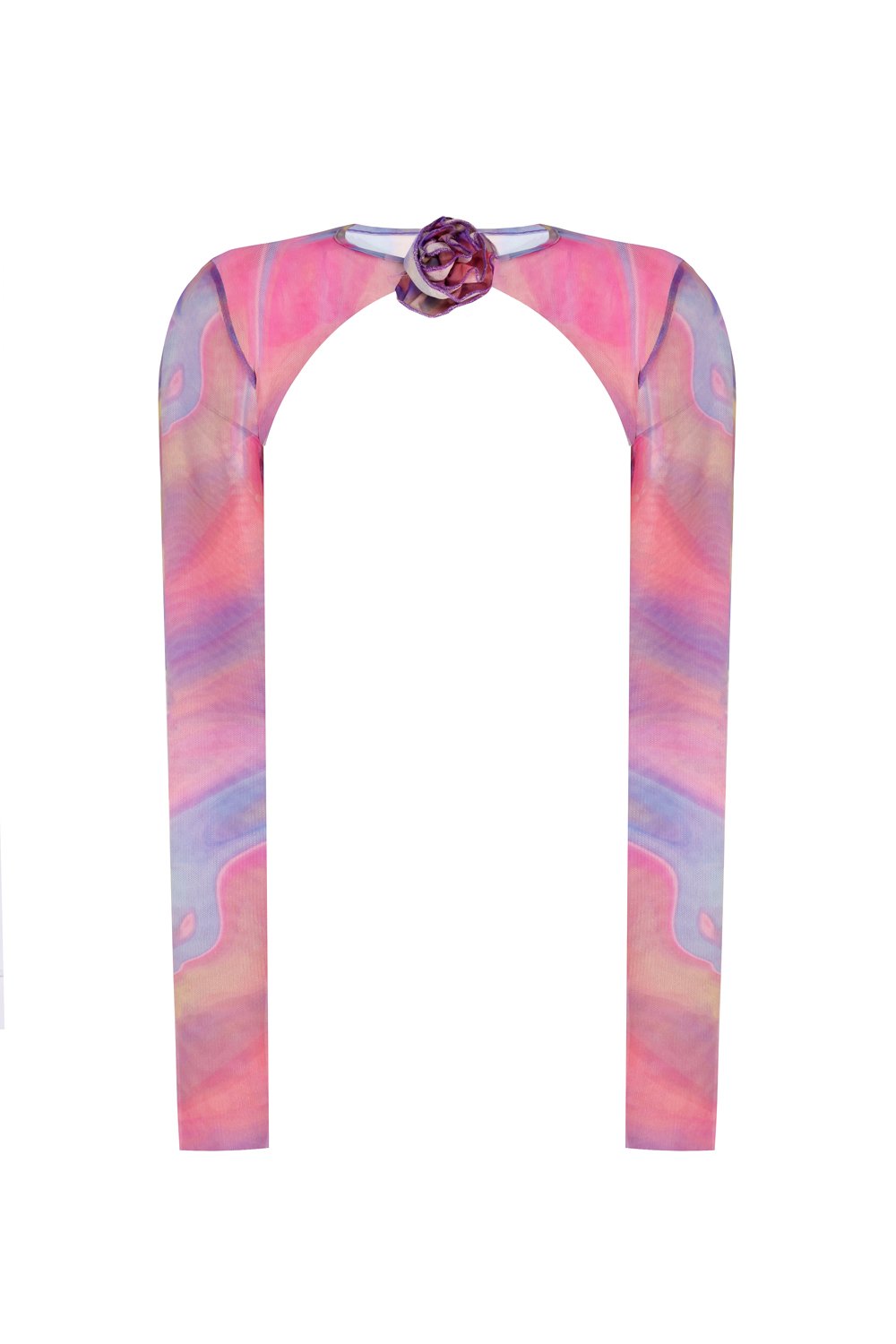 no'design-Baskılı Gül Detaylı Transparan Bolero-Top-2-Milagron.com