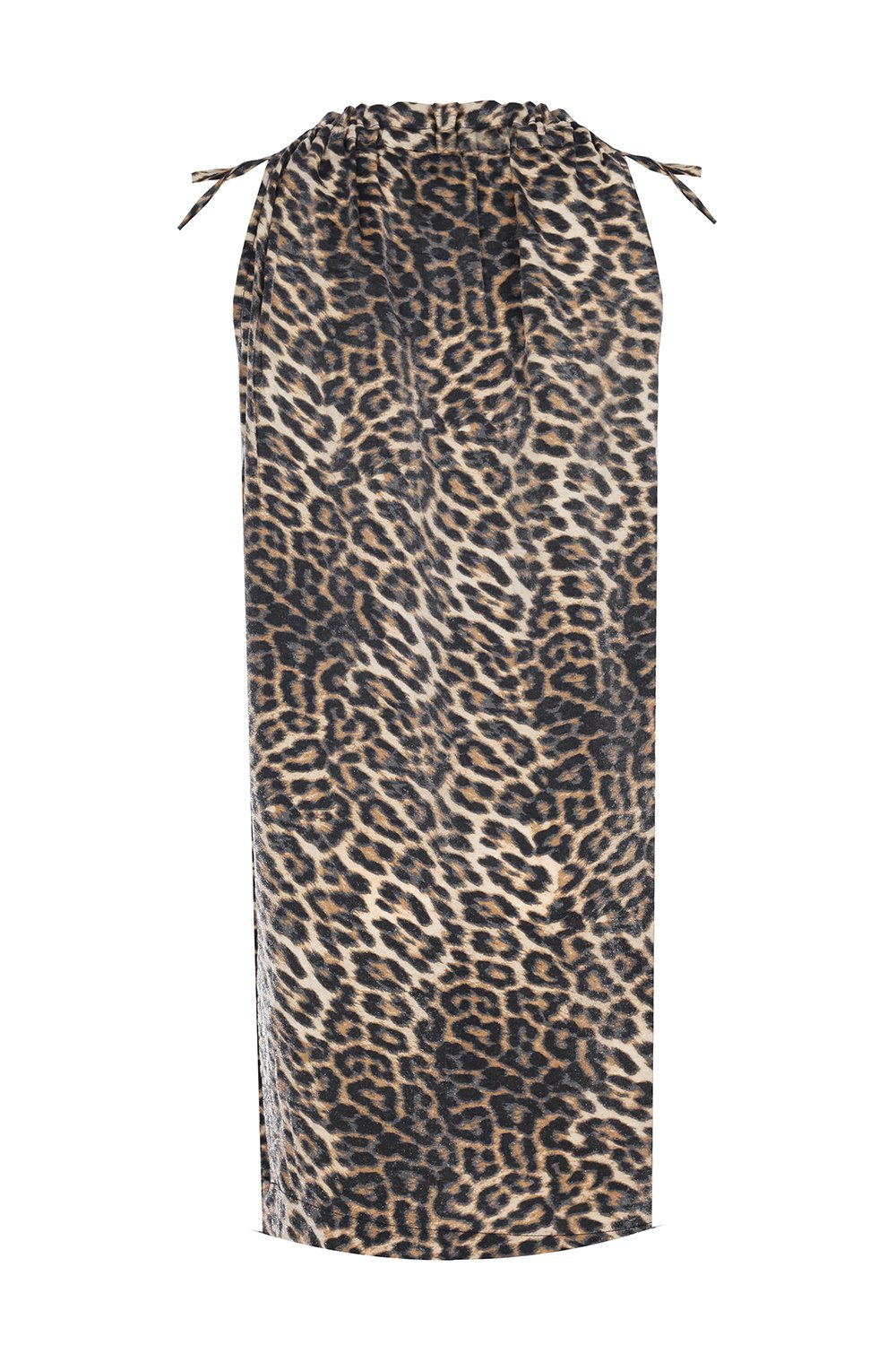 no'design-Boyundan Bağlamalı Cepli Mini Saten Leopar Desenli Elbise-Elbise-7-Milagron.com