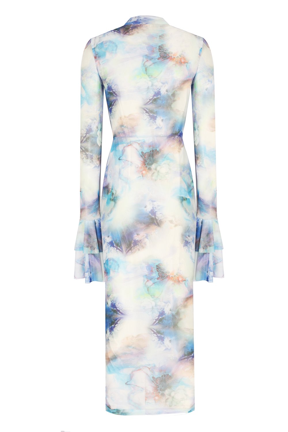 no'design-Kolları Fırfır Detaylı Balıkçı Yaka Baskılı Midi Boy Elbise-Elbise-2-Milagron.com