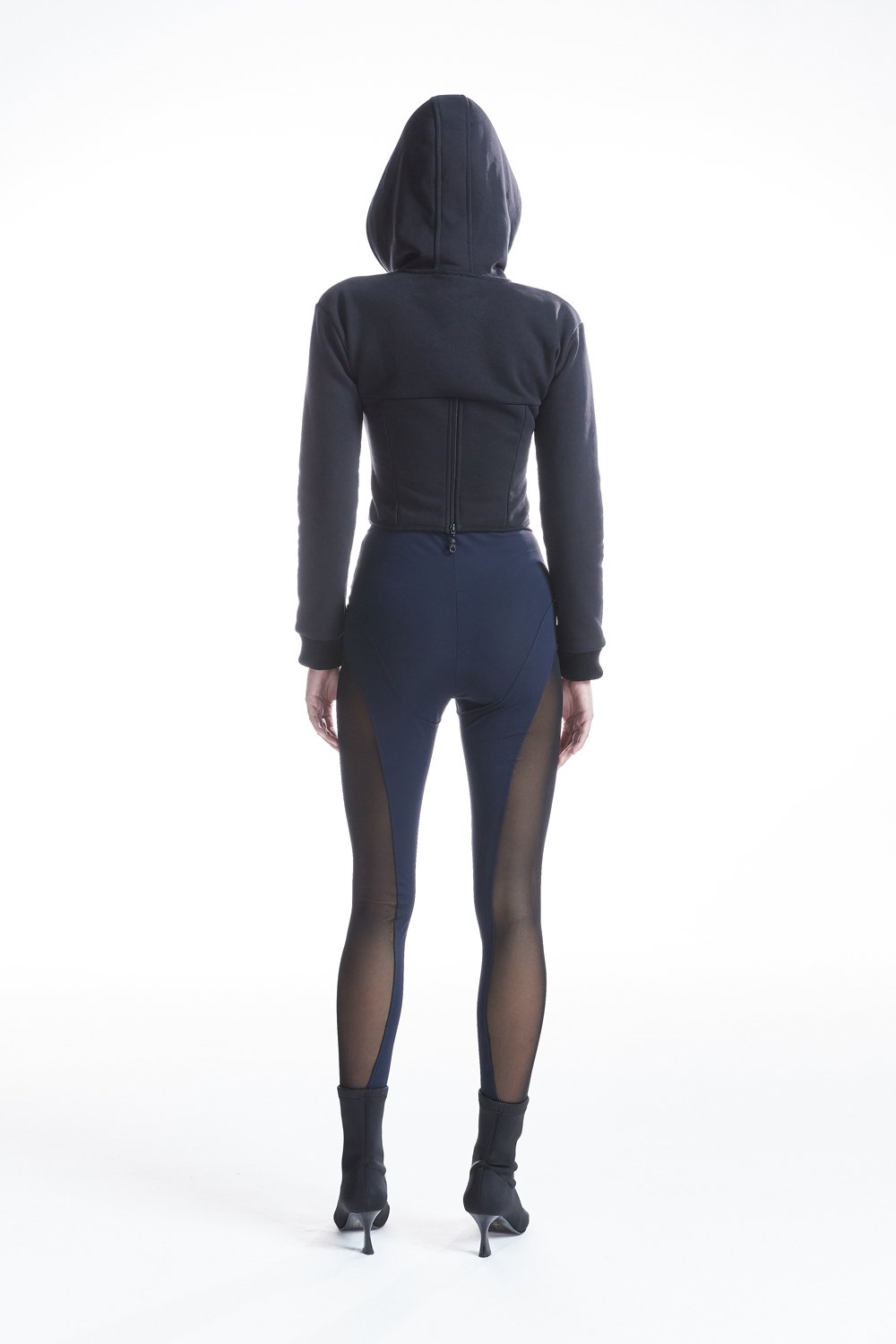 no'design-Korse Detaylı Fermuarlı Hoodie-Sweatshirts & Hoodies-6-Milagron.com