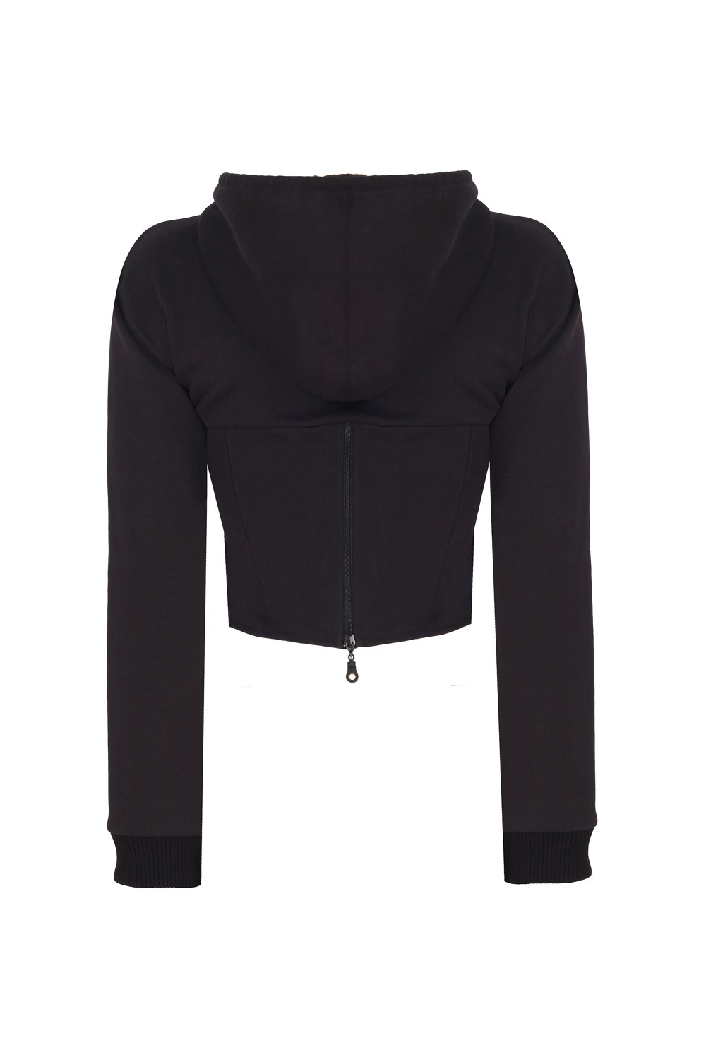 no'design-Korse Detaylı Fermuarlı Hoodie-Sweatshirts & Hoodies-7-Milagron.com