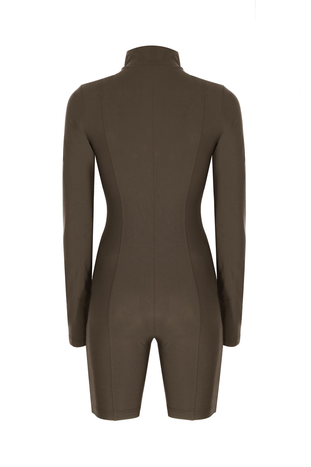 no'design-Nervür Detaylı Fermuarlı Kısa Tulum-Tulum-2-Milagron.com