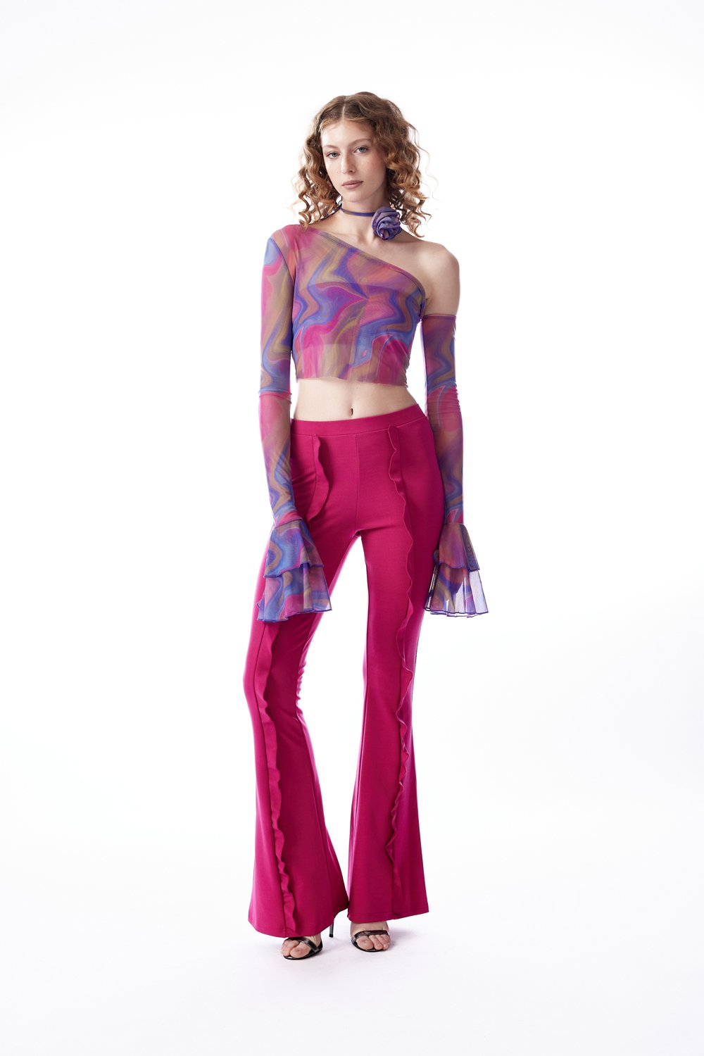 no'design-Önü Fırfırlı İspanyol Paça Pantolon-Pantolon-1-Milagron.com