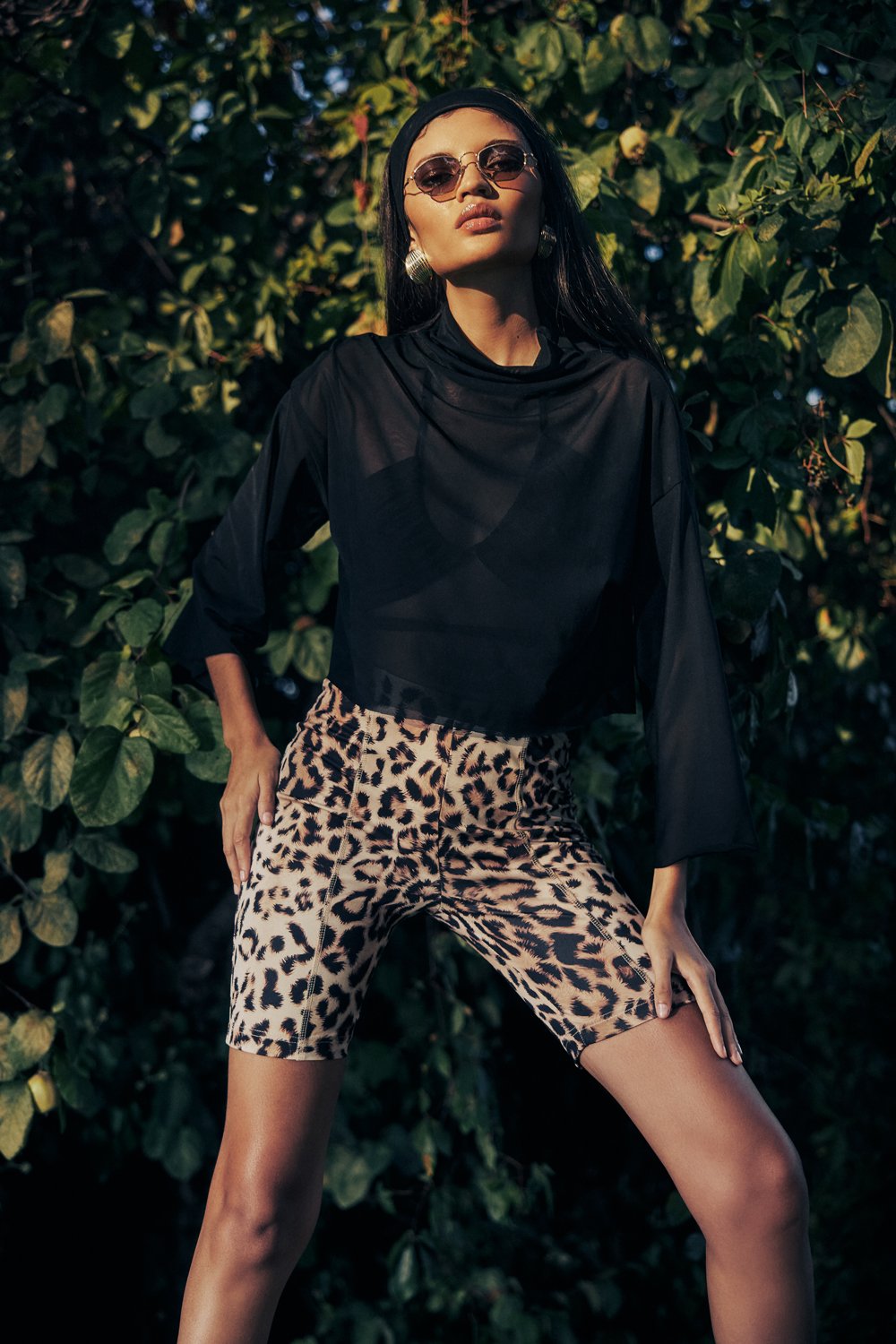 no'design-Transparan Balıkçı Yaka Oversize Crop Top-Crop Top-3-Milagron.com