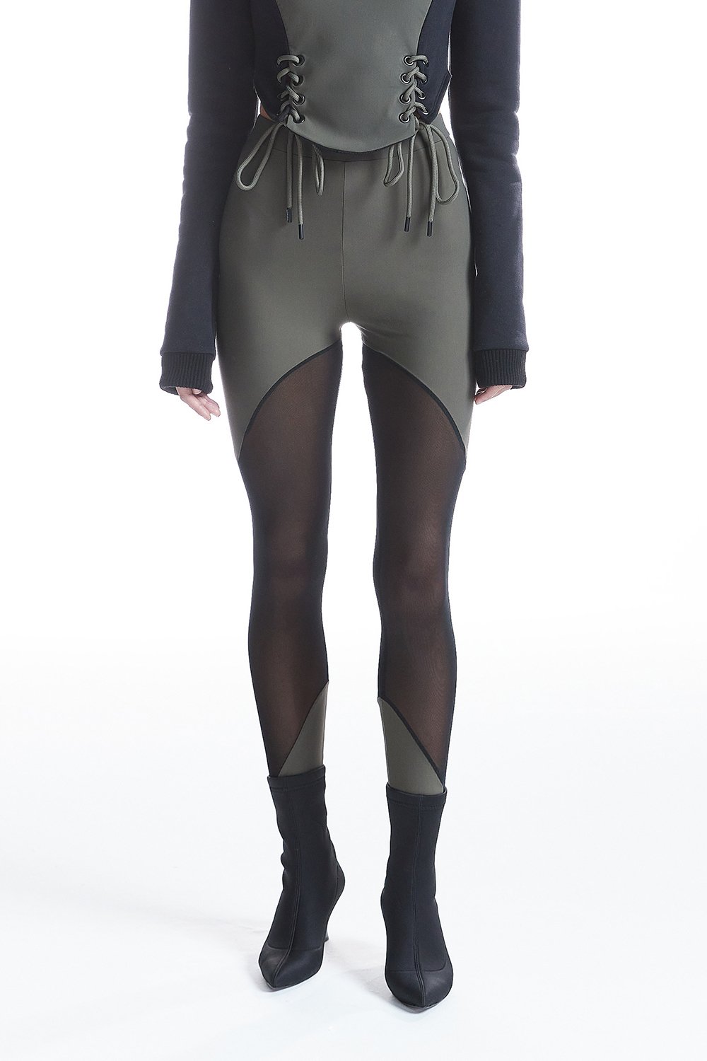 no'design-Transparan Detaylı Asimetrik Kesim Lastik Paça Tayt-Tayt-4-Milagron.com