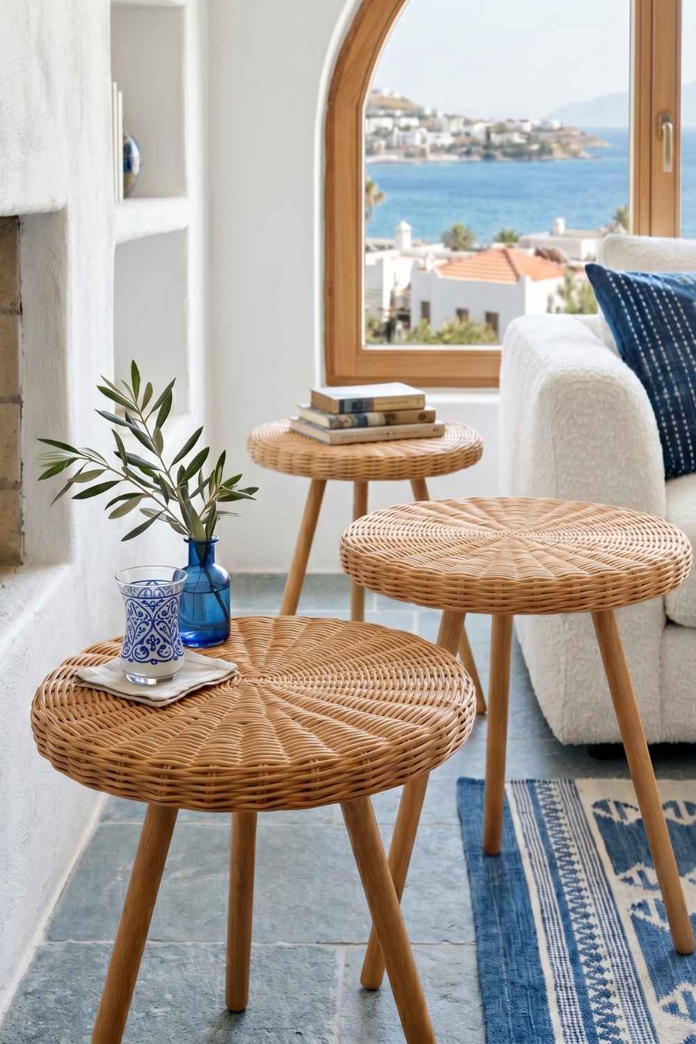 Premium Rattan 3'lü Sehpa Seti - 1