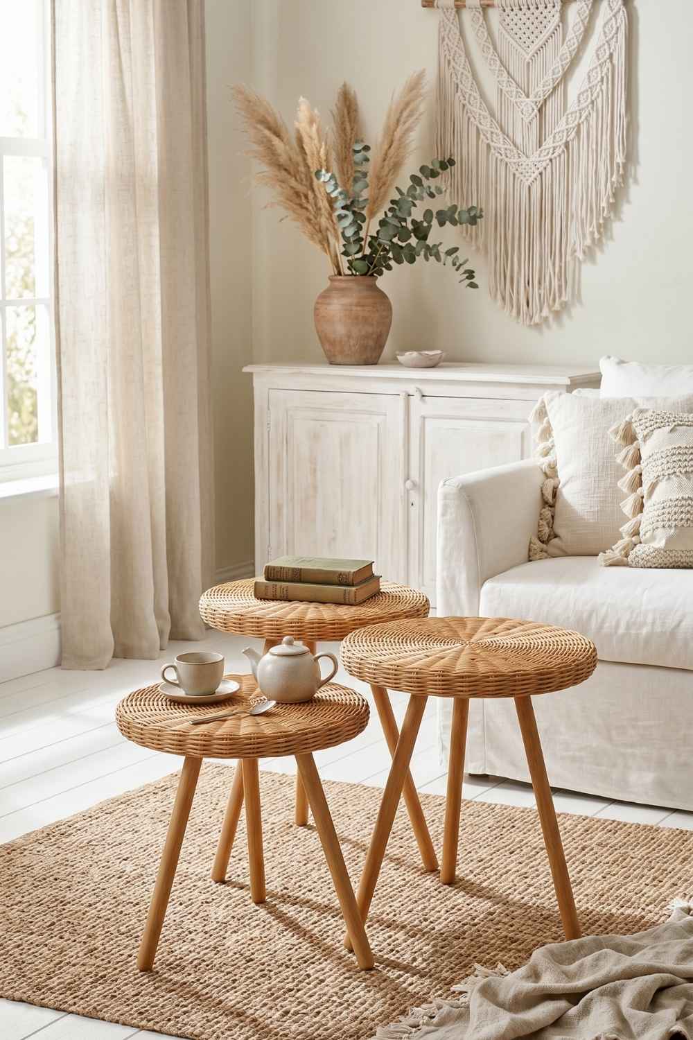 Premium Rattan 3'lü Sehpa Seti - 7