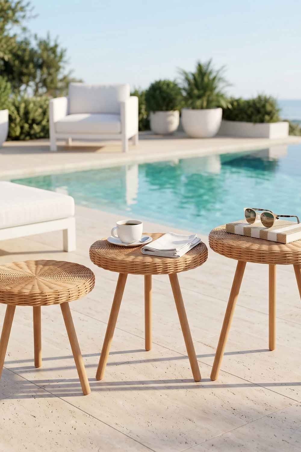 Premium Rattan 3'lü Sehpa Seti - 10