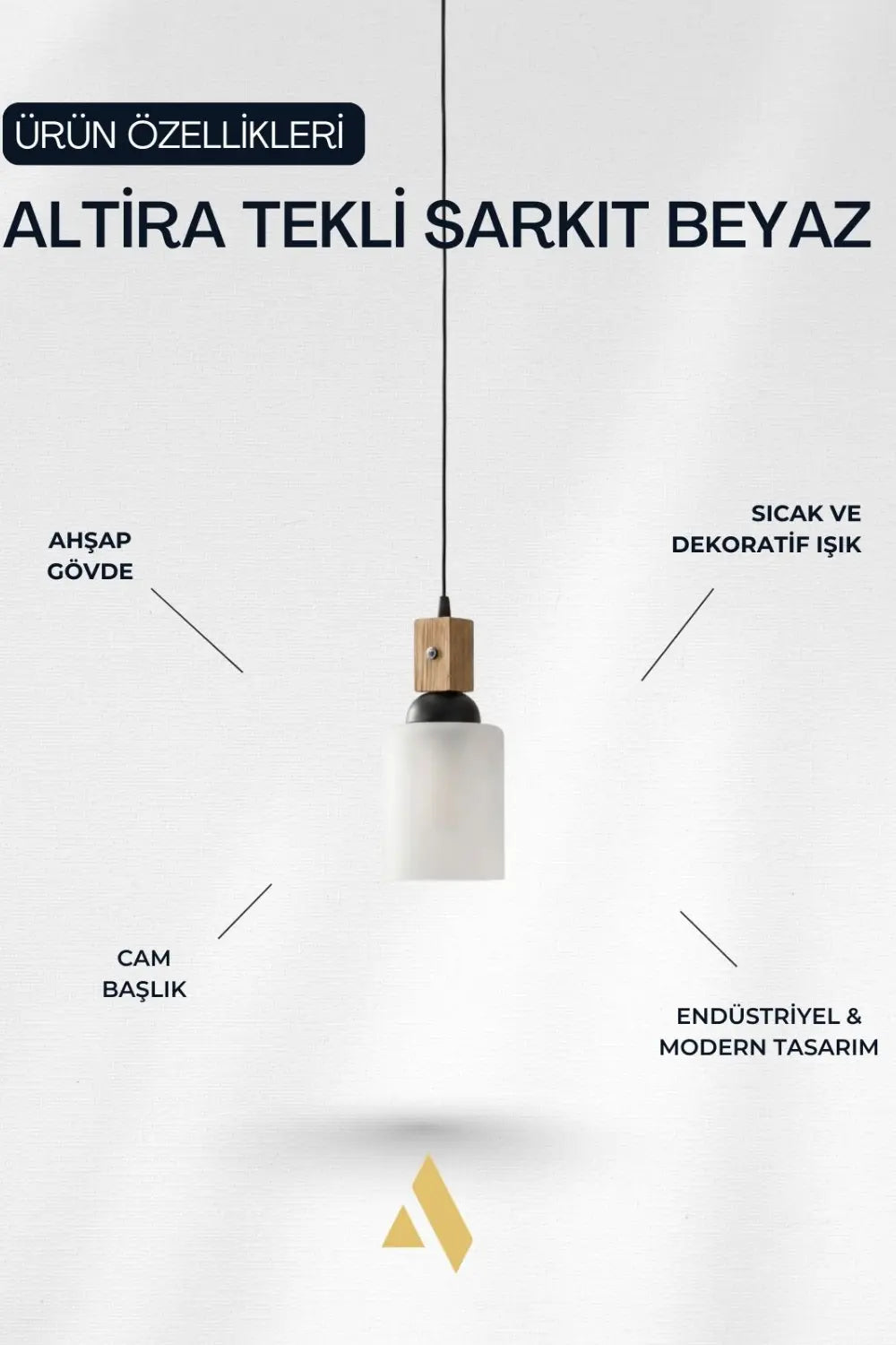 Alldesco Altira Ahşap Tekli Sarkıt Avize - 3