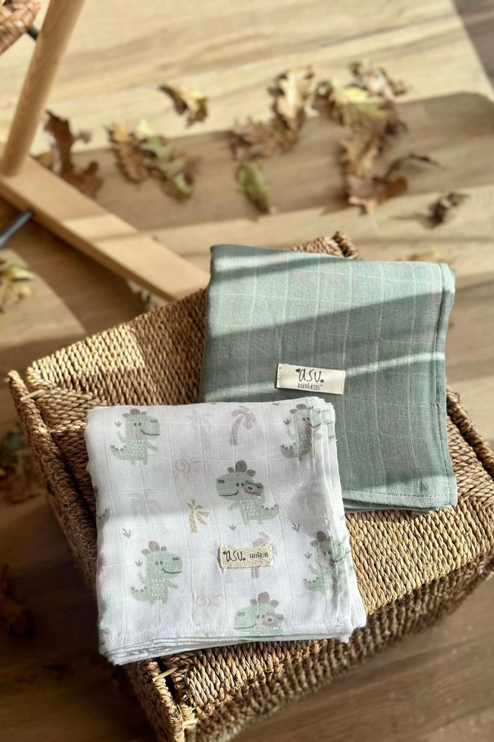 Mix&Match 2'li Organik Pamuk Müslin Traveller Dino&Sage Green - 1
