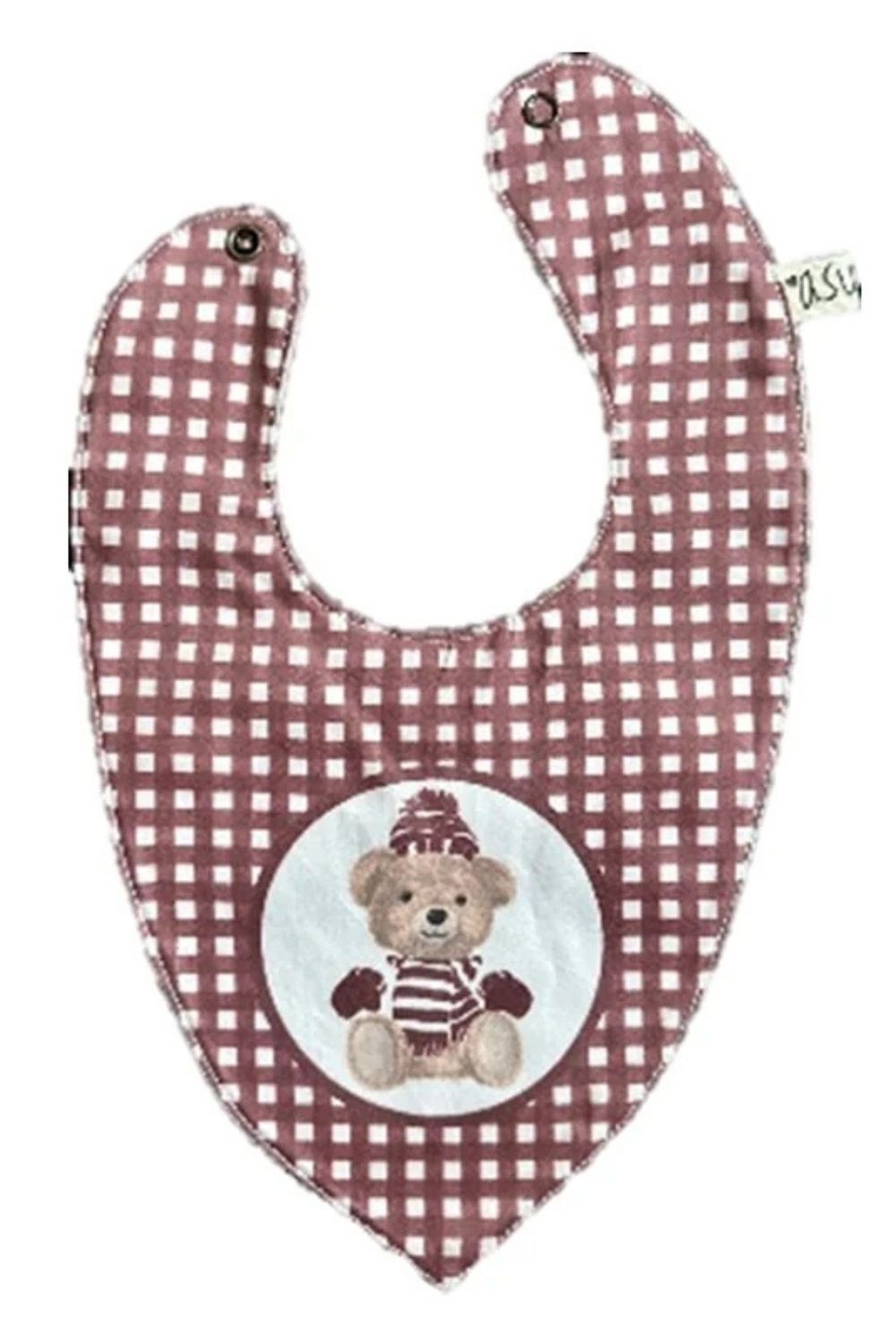 Organik Pamuk Önlük Vintage Bear Bordo - 0