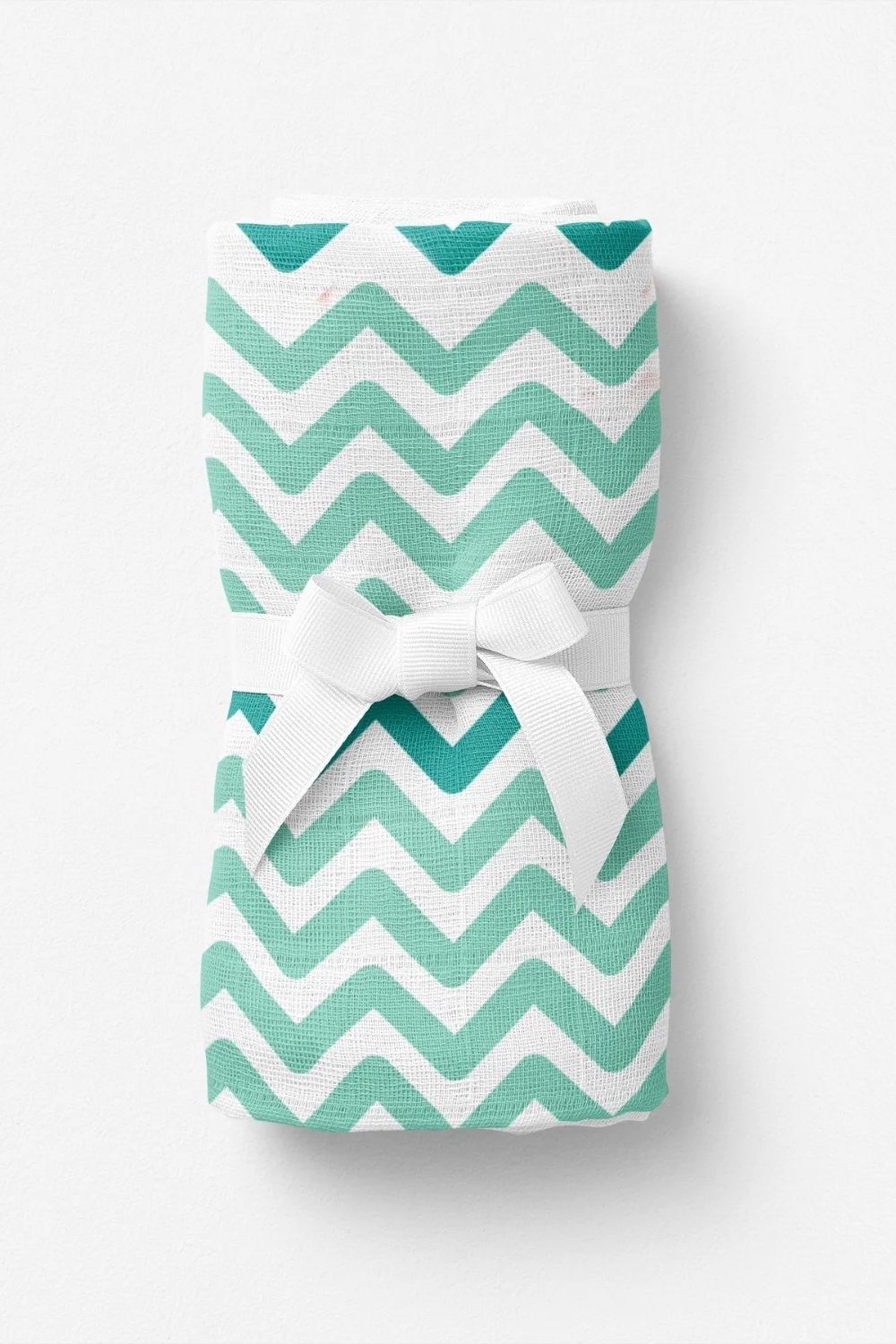 Big Flower Mint Zigzag Müslin Bebek Örtüsü - 70x70cm - 0