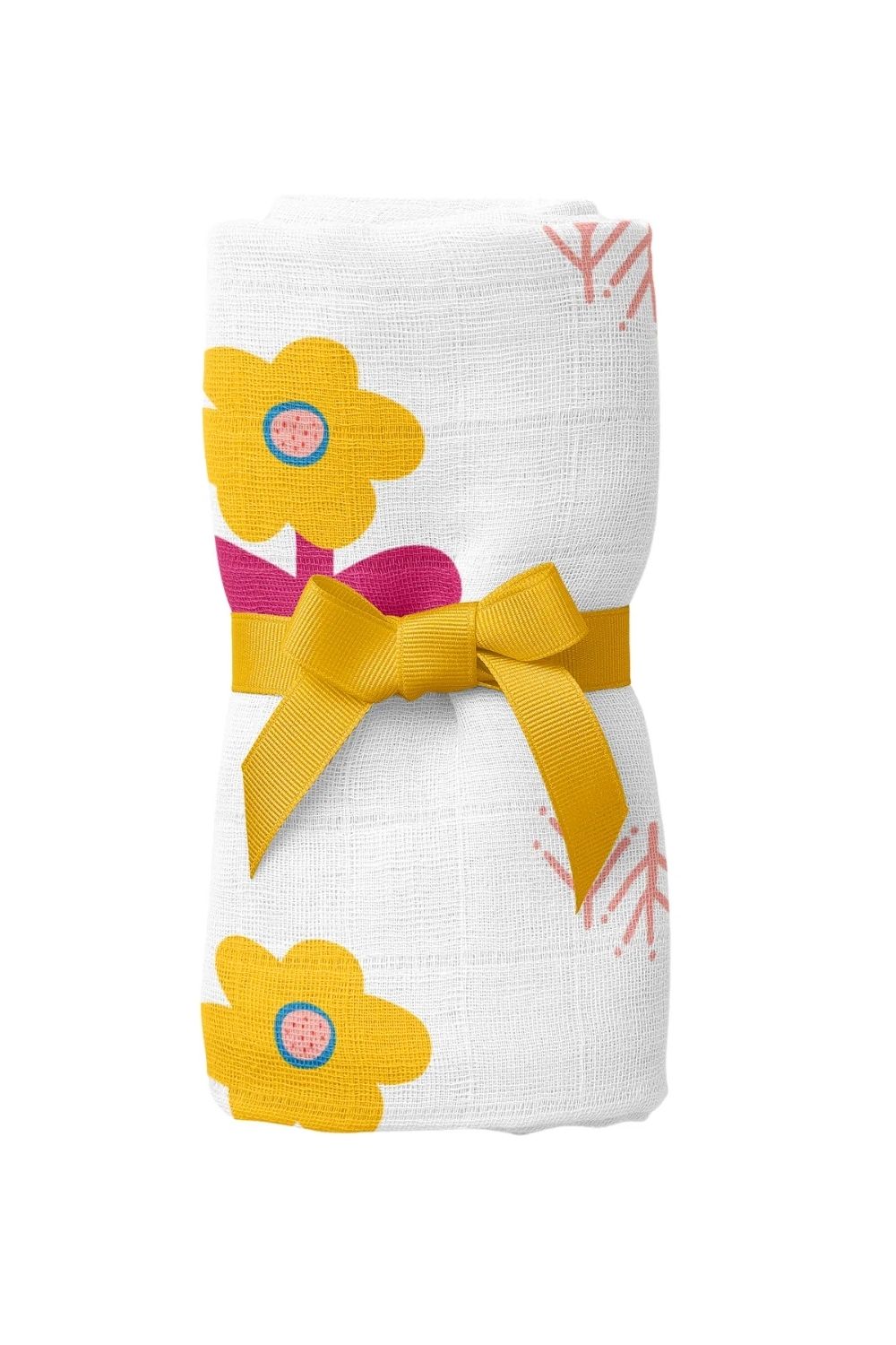 Big Flower Lemon Müslin Bebek Örtüsü - 70x70cm - 0